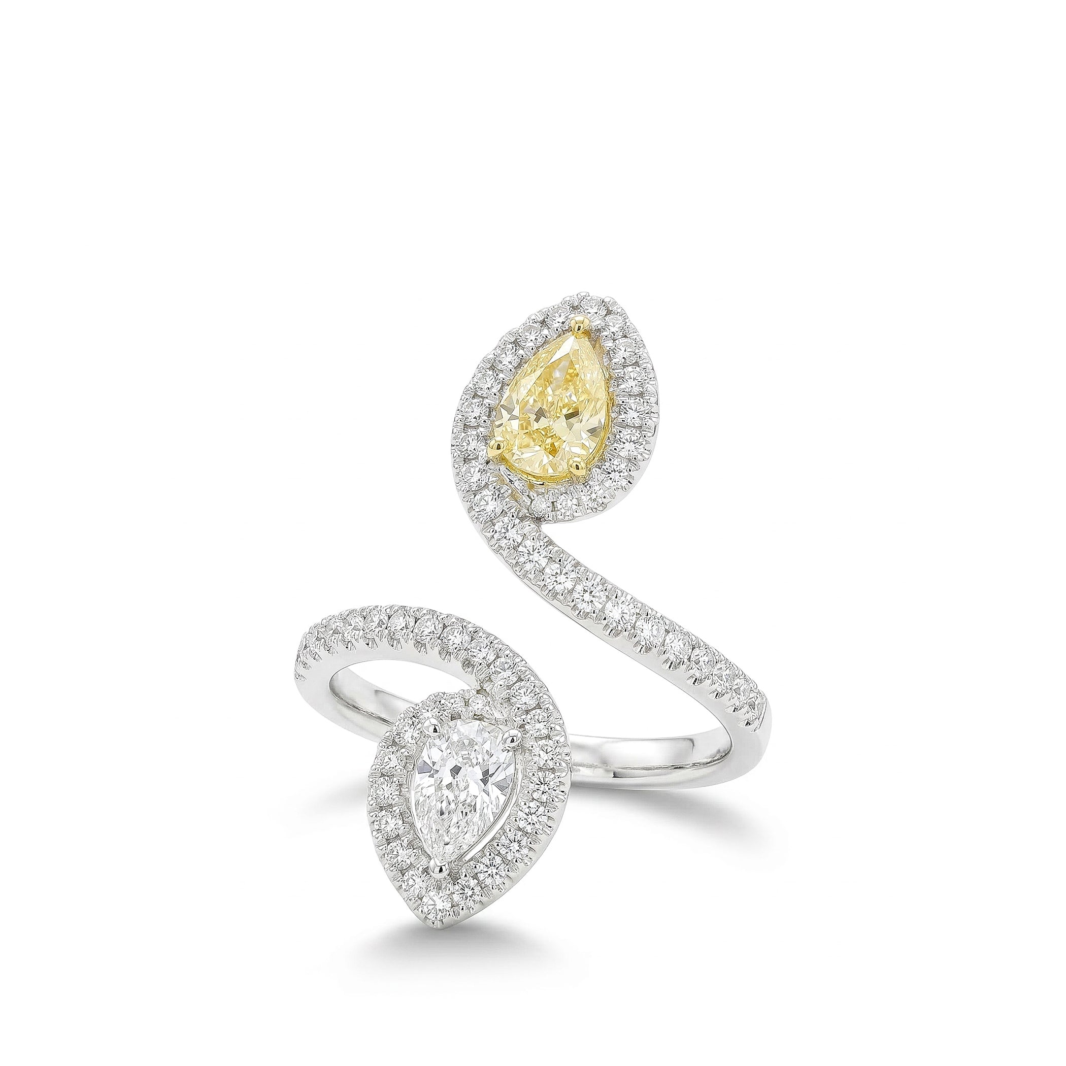 Natural Yellow & White Diamond Serpent Crossover Ring product image 2
