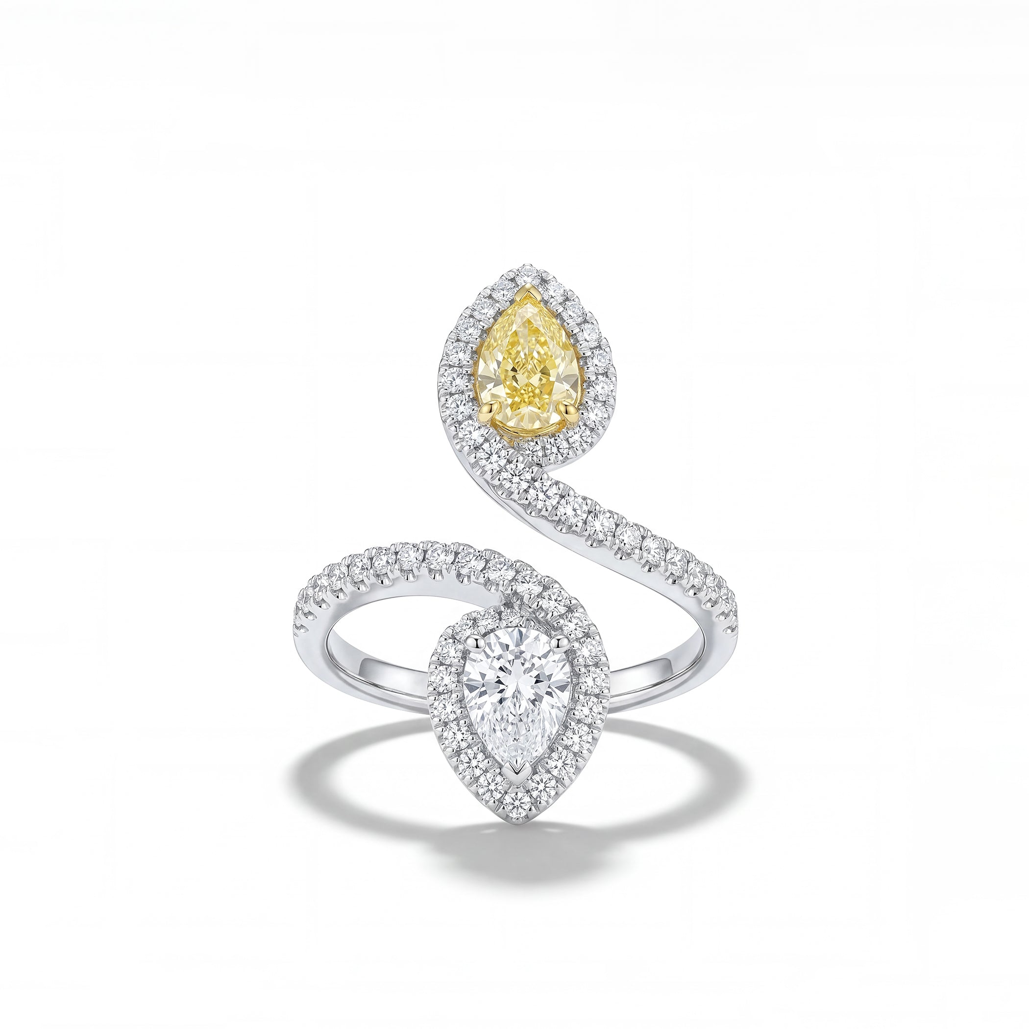 Natural Yellow & White Diamond Serpent Crossover Ring product image 1