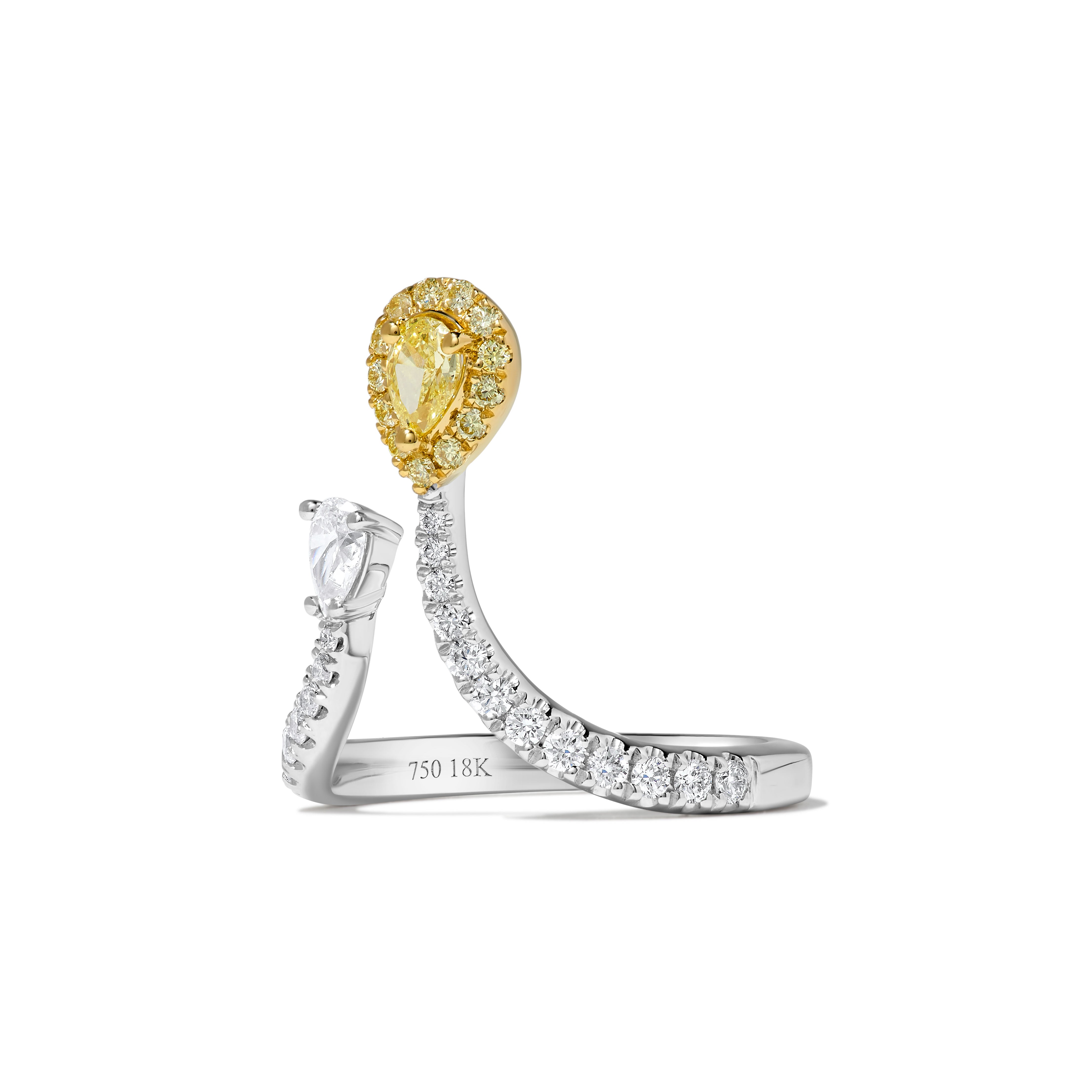 Yellow & White Pear Diamond Ring SR0105GP