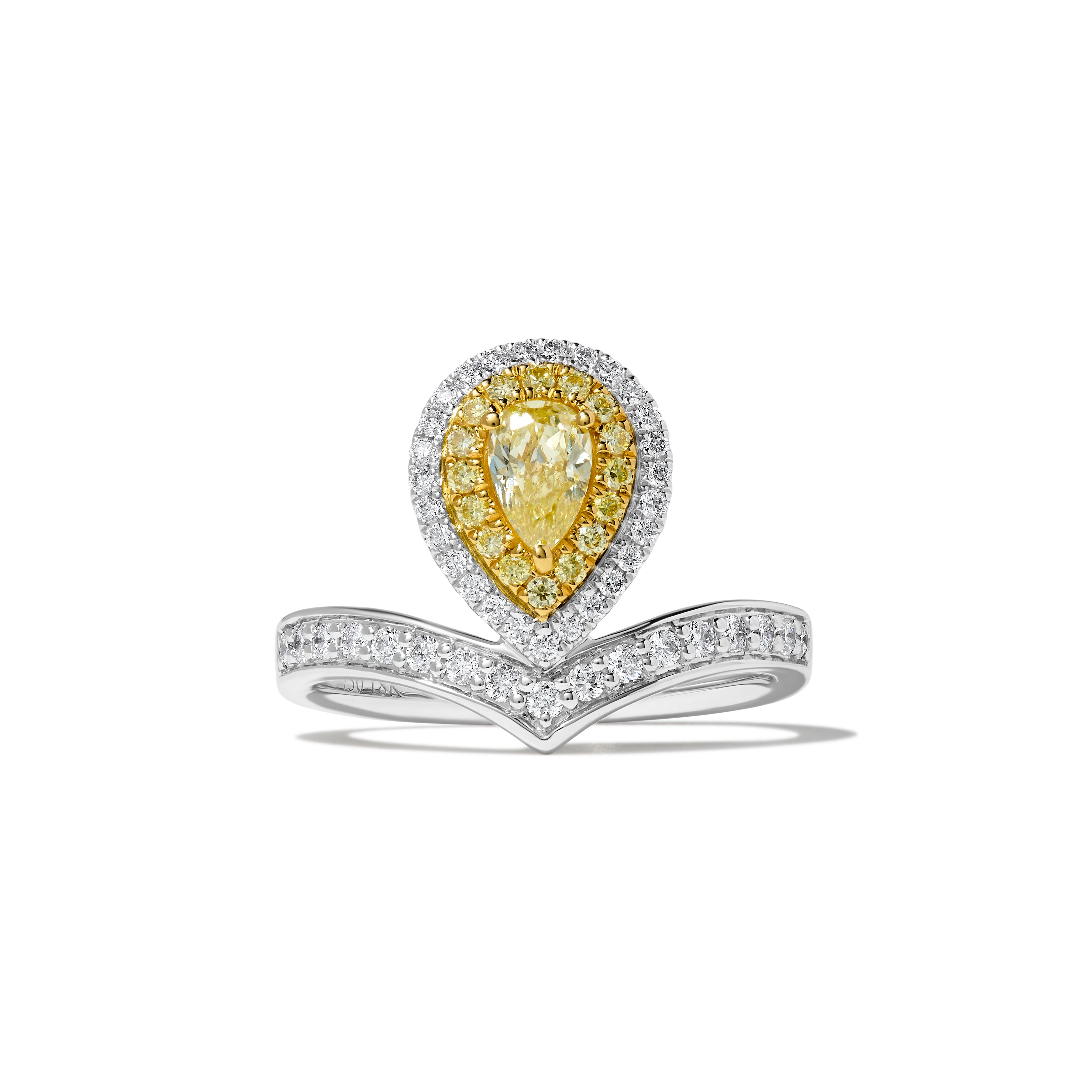 Yellow Pear & Round Diamond Ring SR0111GP