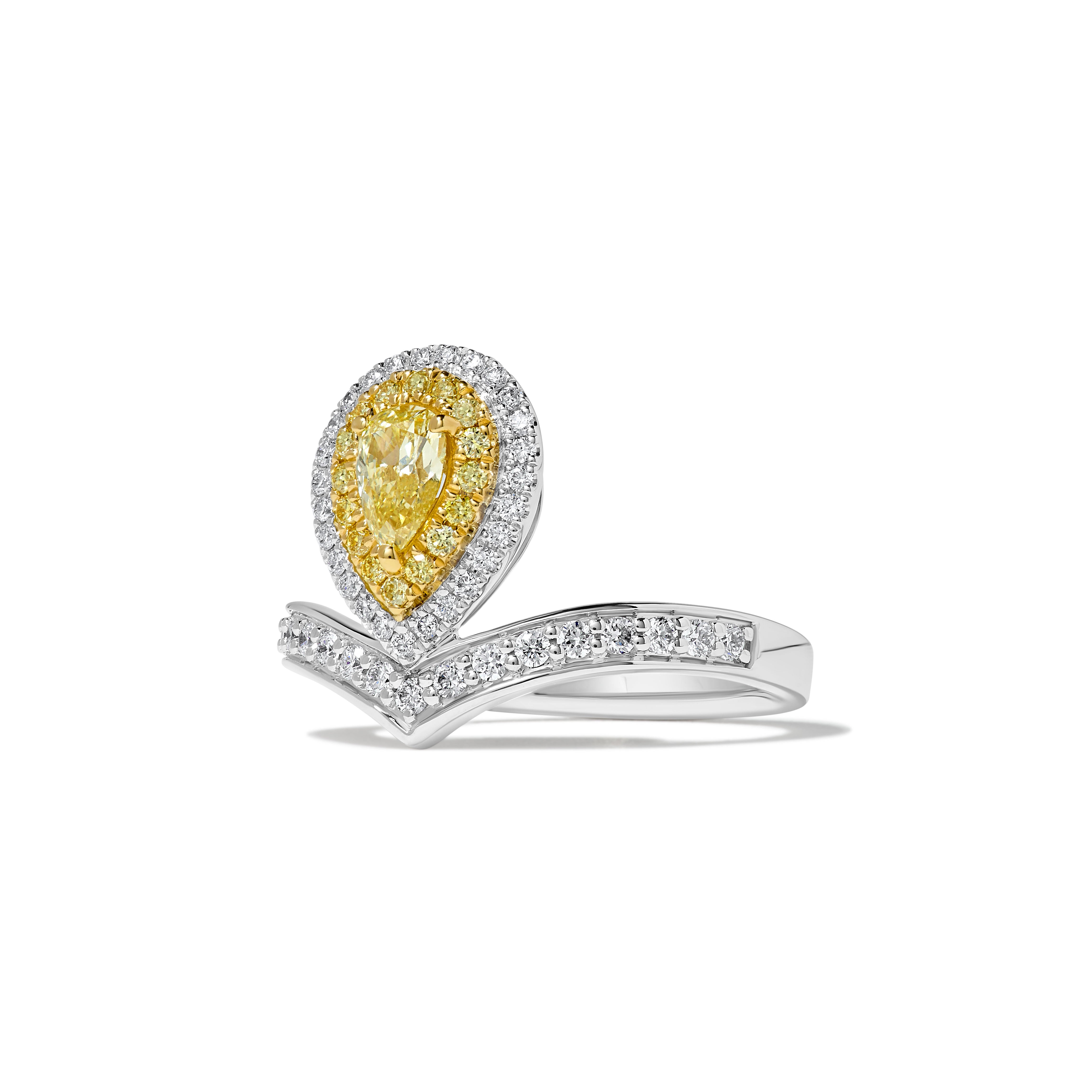 Yellow Pear & Round Diamond Ring SR0111GP
