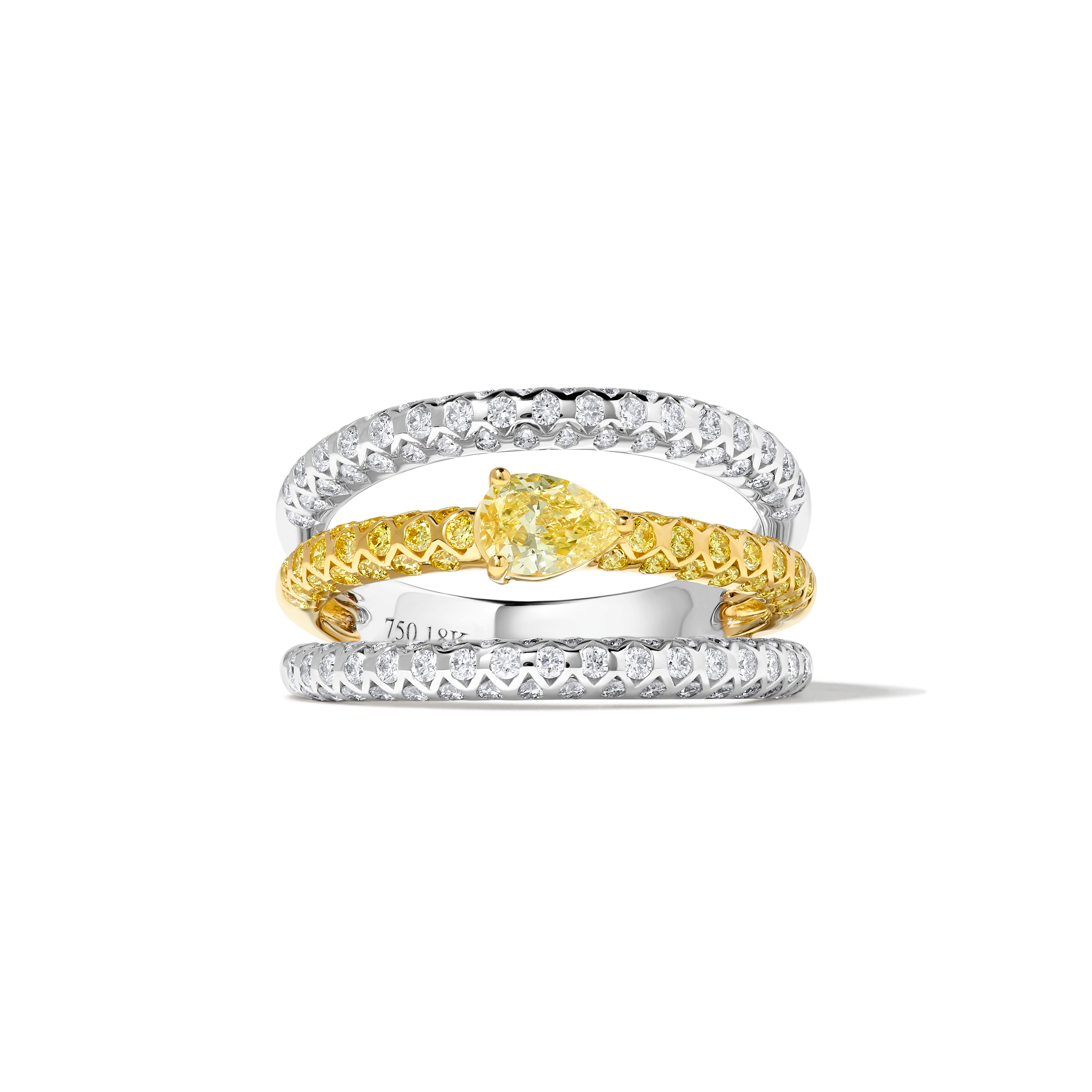 Yellow Pear & Round Diamond Ring SR0112GP
