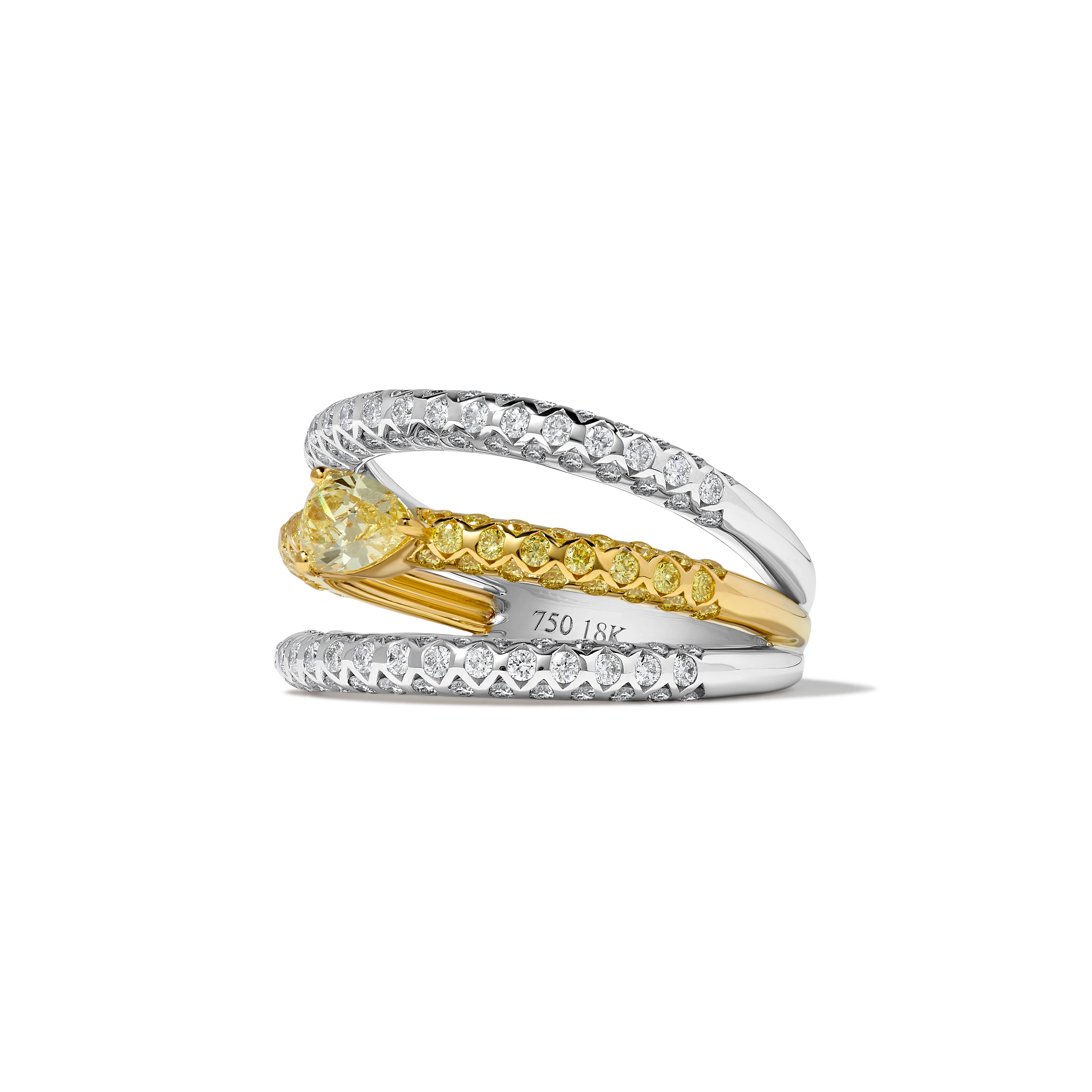 Yellow Pear & Round Diamond Ring SR0112GP