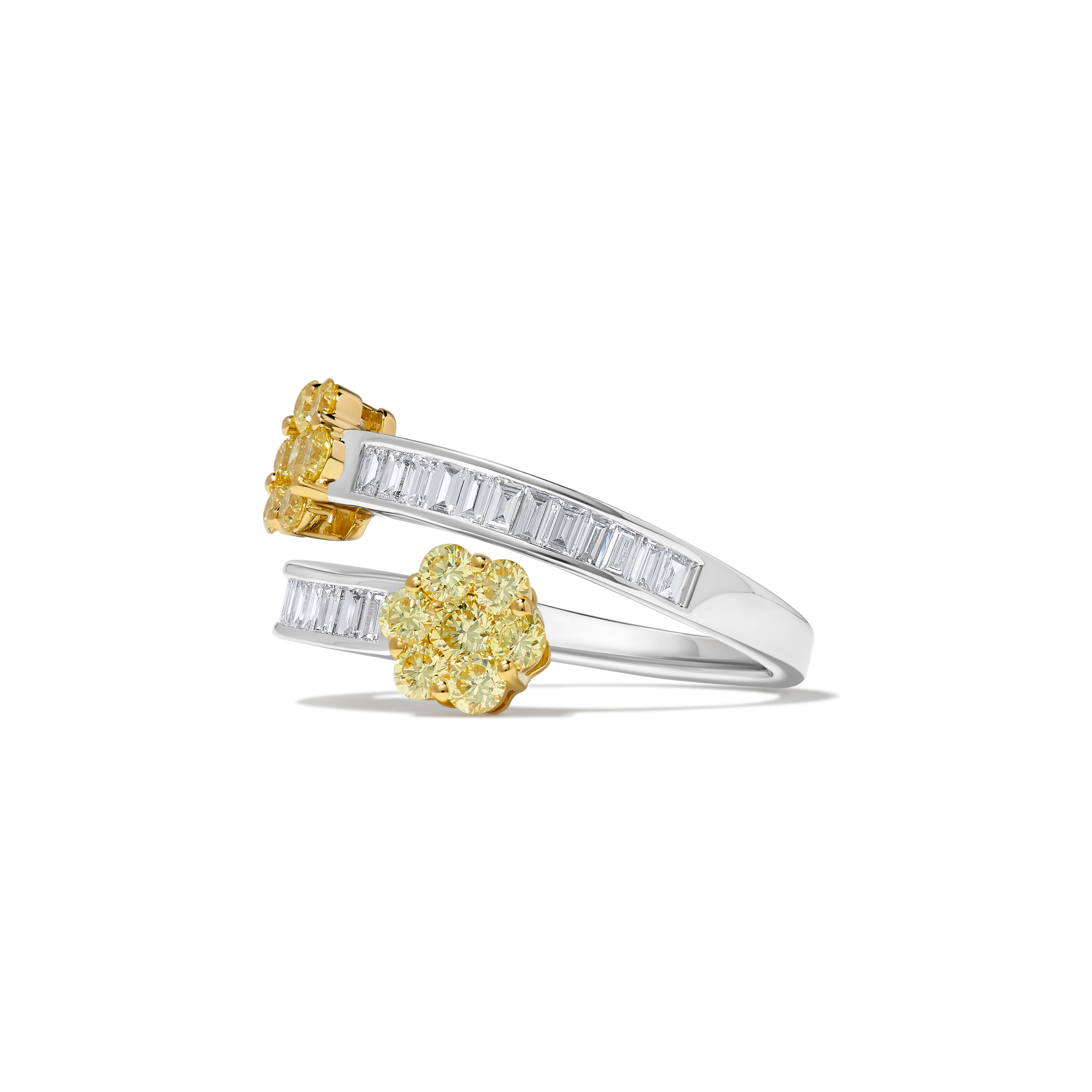 Yellow Round & White Baguette Diamond Ring SR0115GP