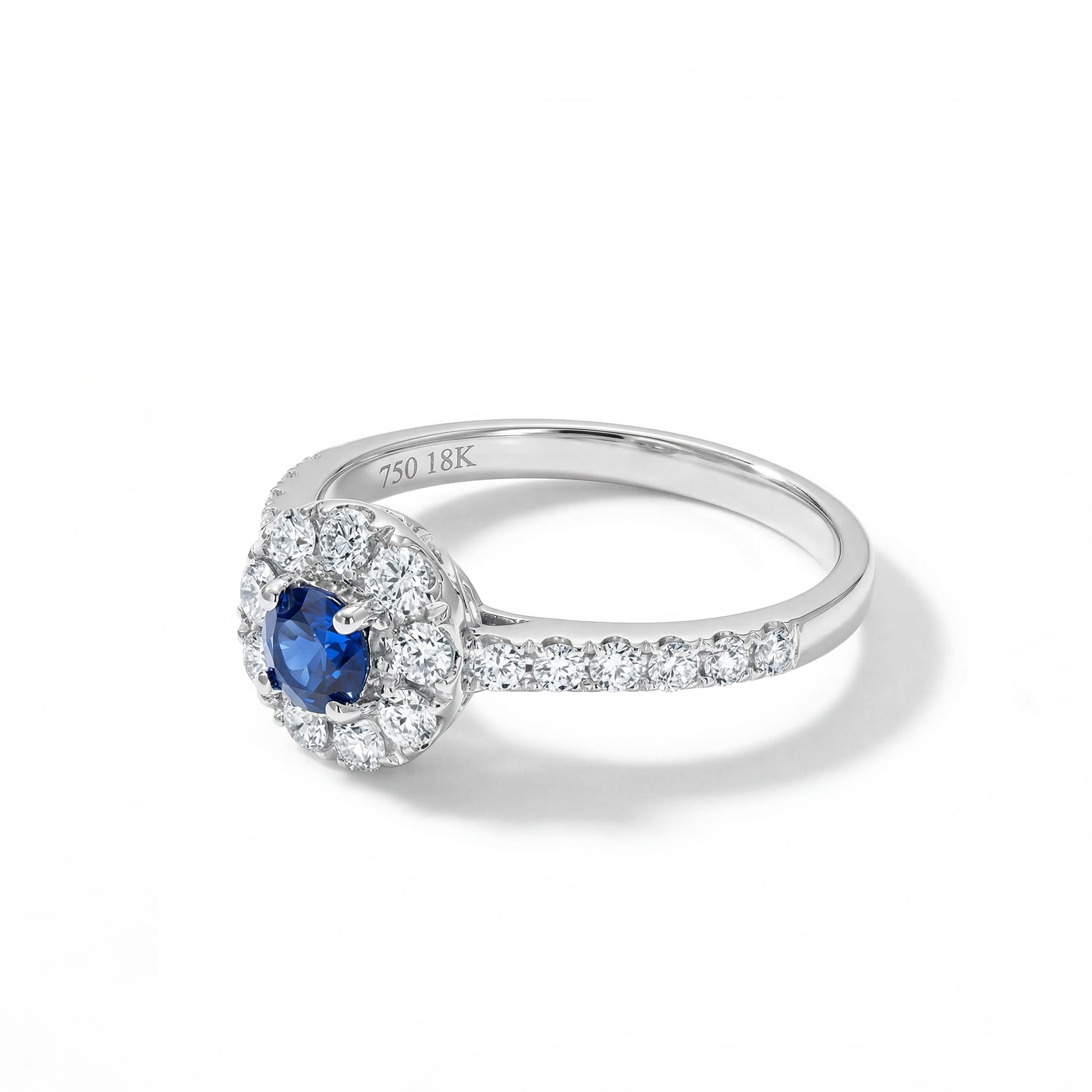 Natural Blue Sapphire & White Diamond Halo Ring product image 2