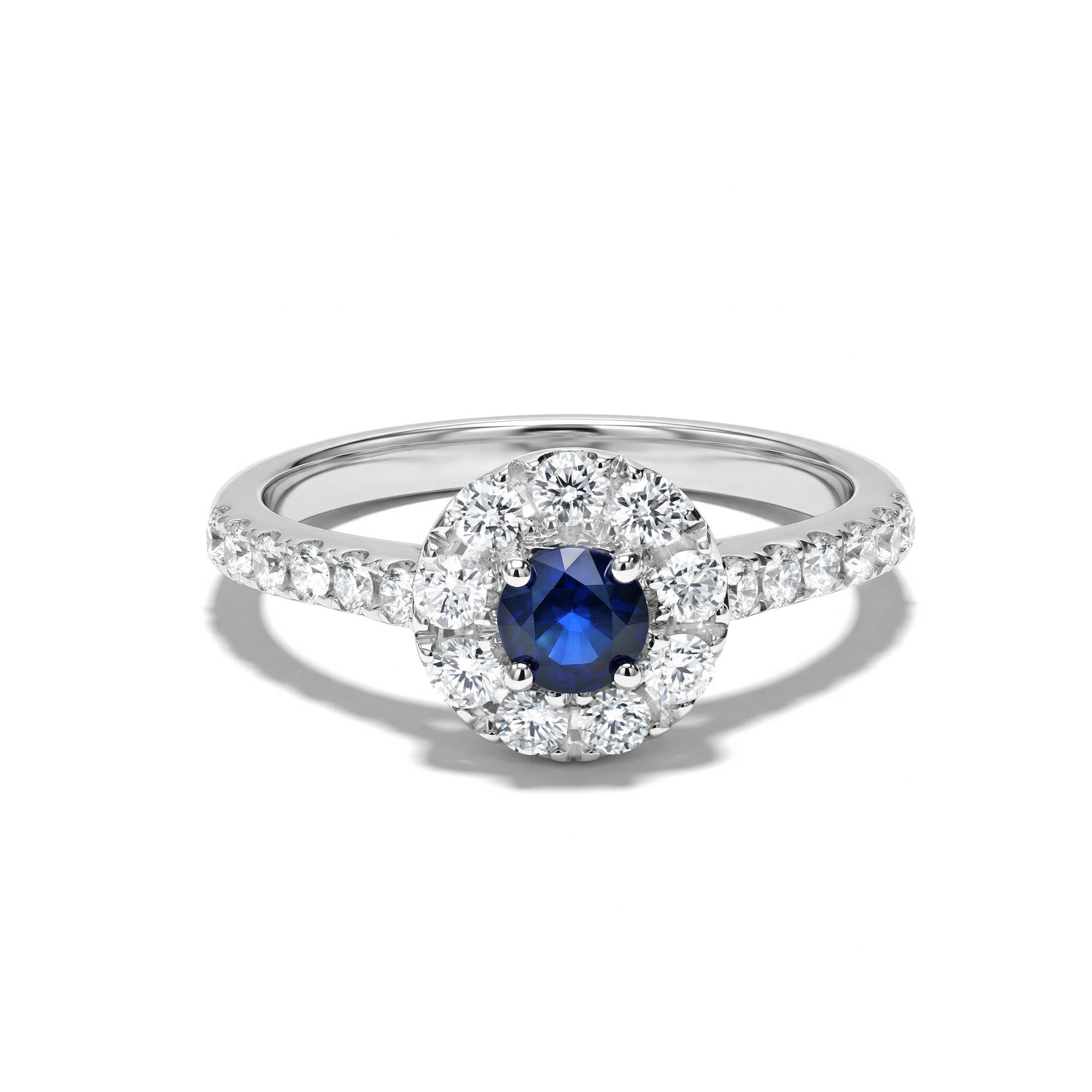 Natural Blue Sapphire & White Diamond Halo Ring product image 1