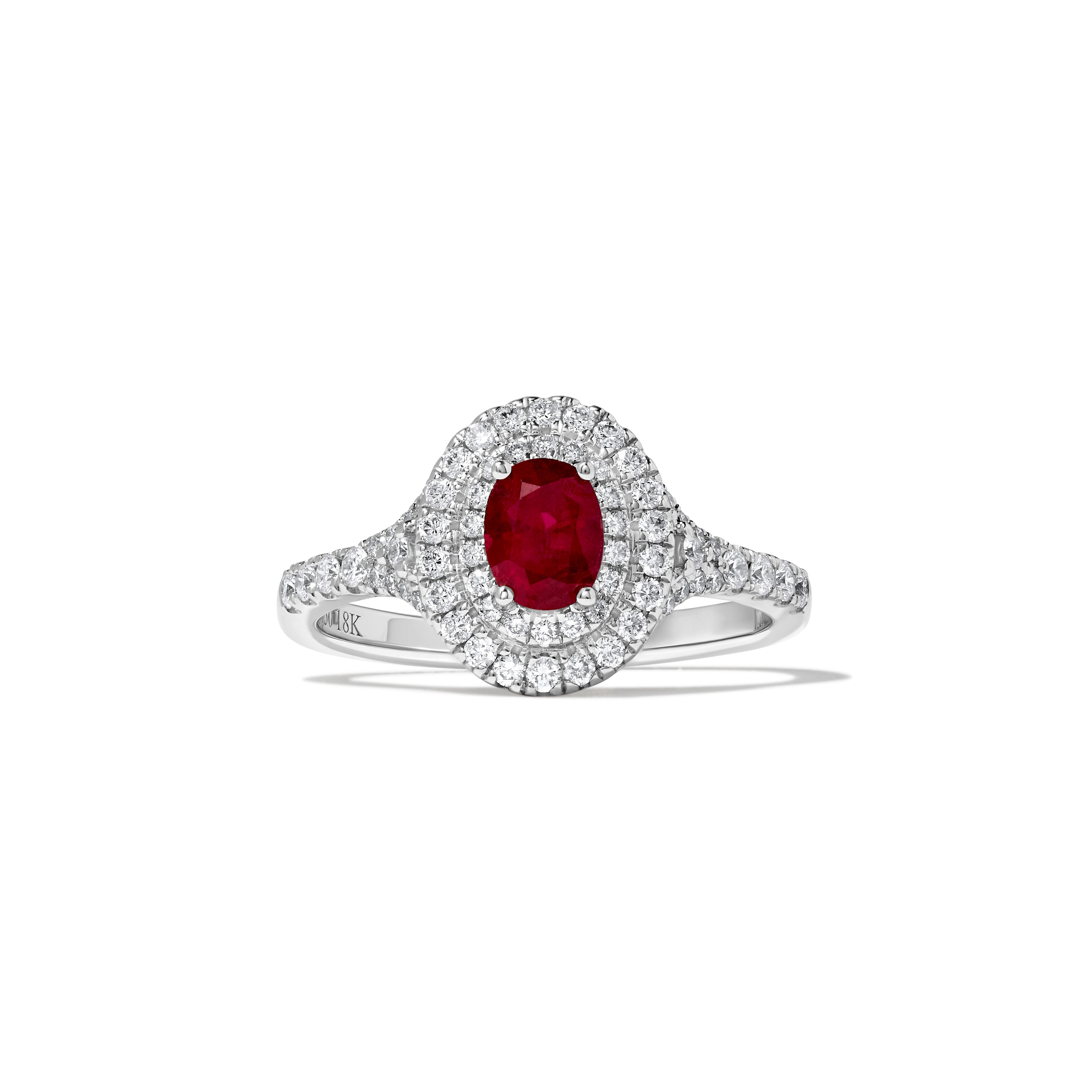 Oval Ruby and White Diamond Ring SRC013GP