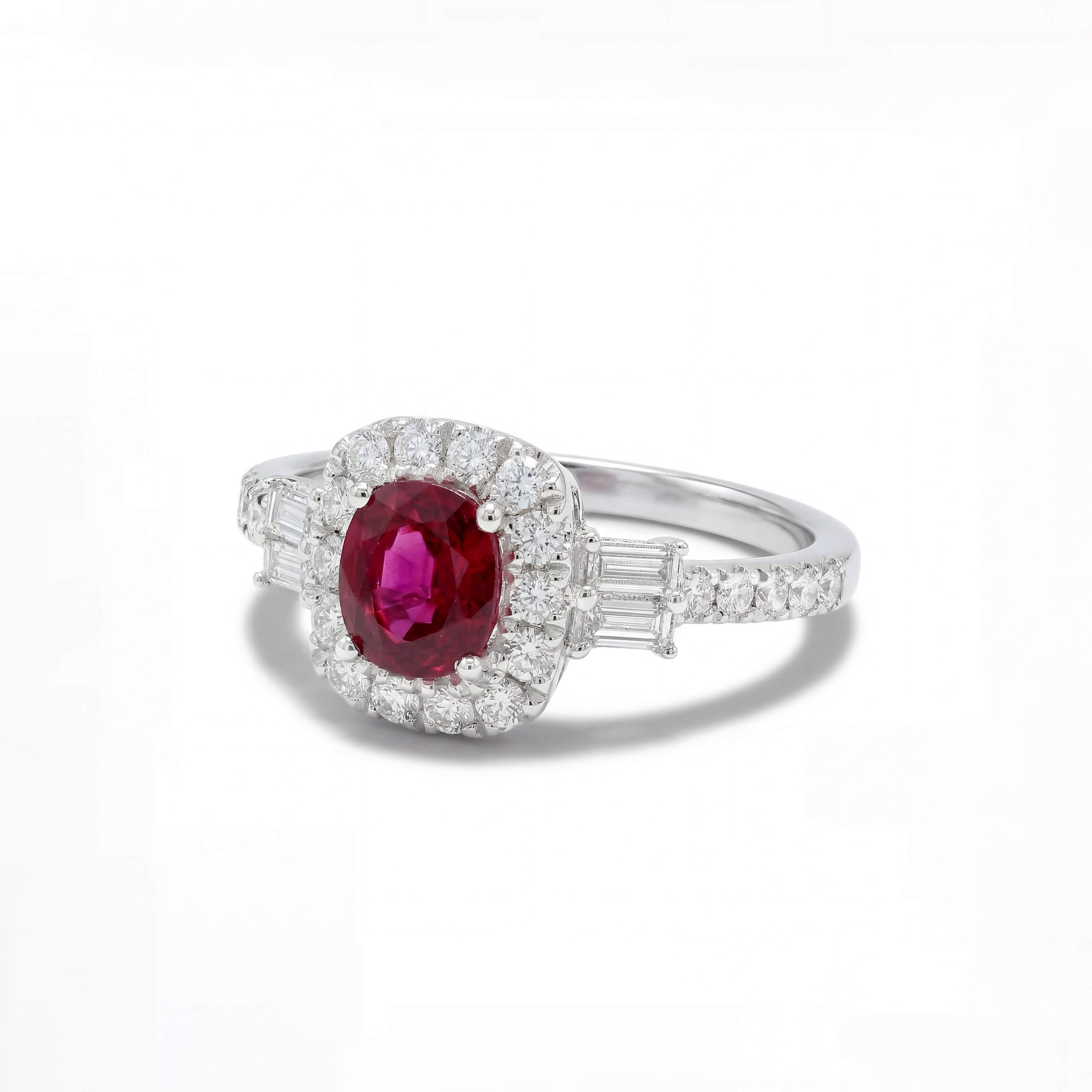 Natural Red Cushion Ruby & White Diamond Ring product image 2