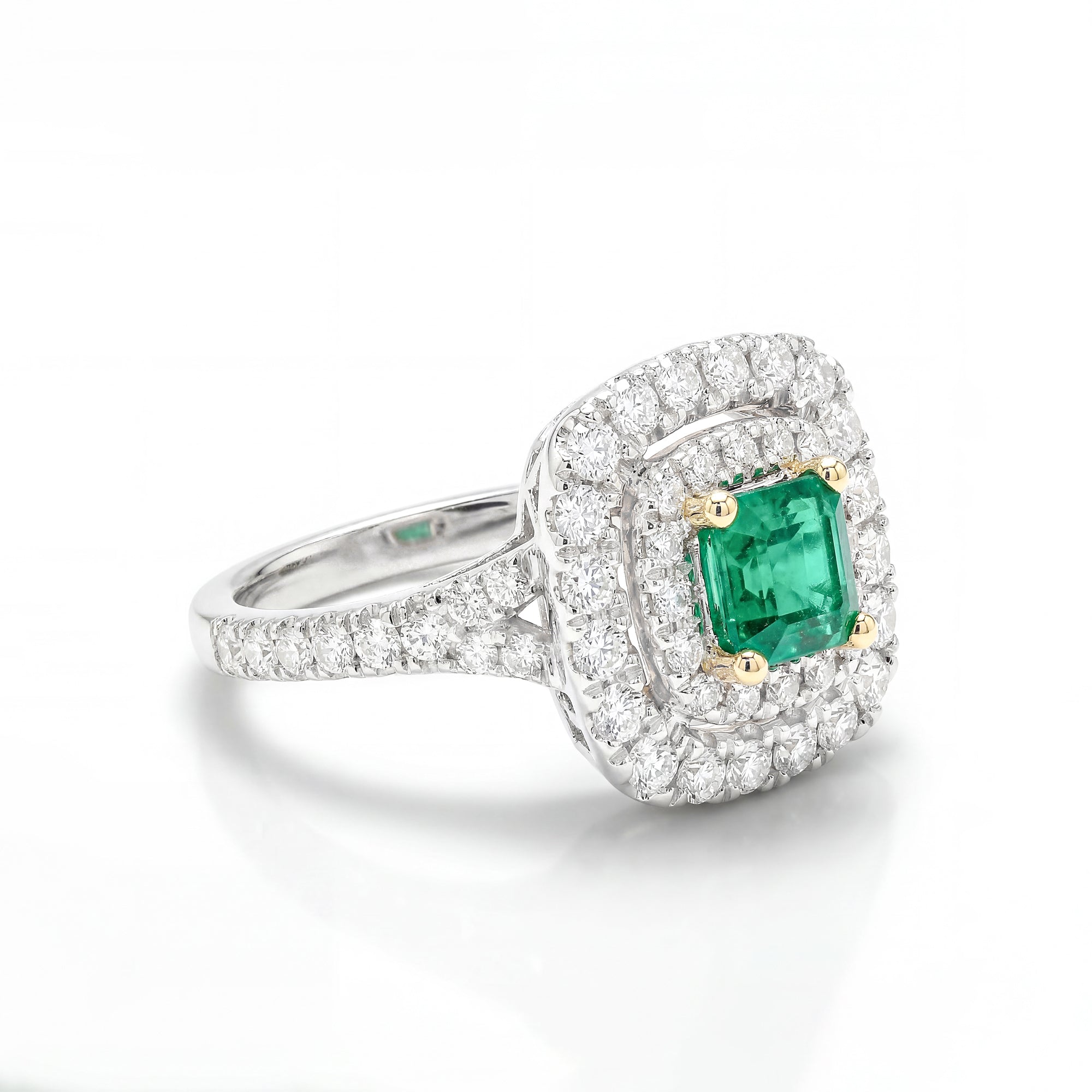 Natural Green Emerald Emerald & White Diamond Ring product image 2
