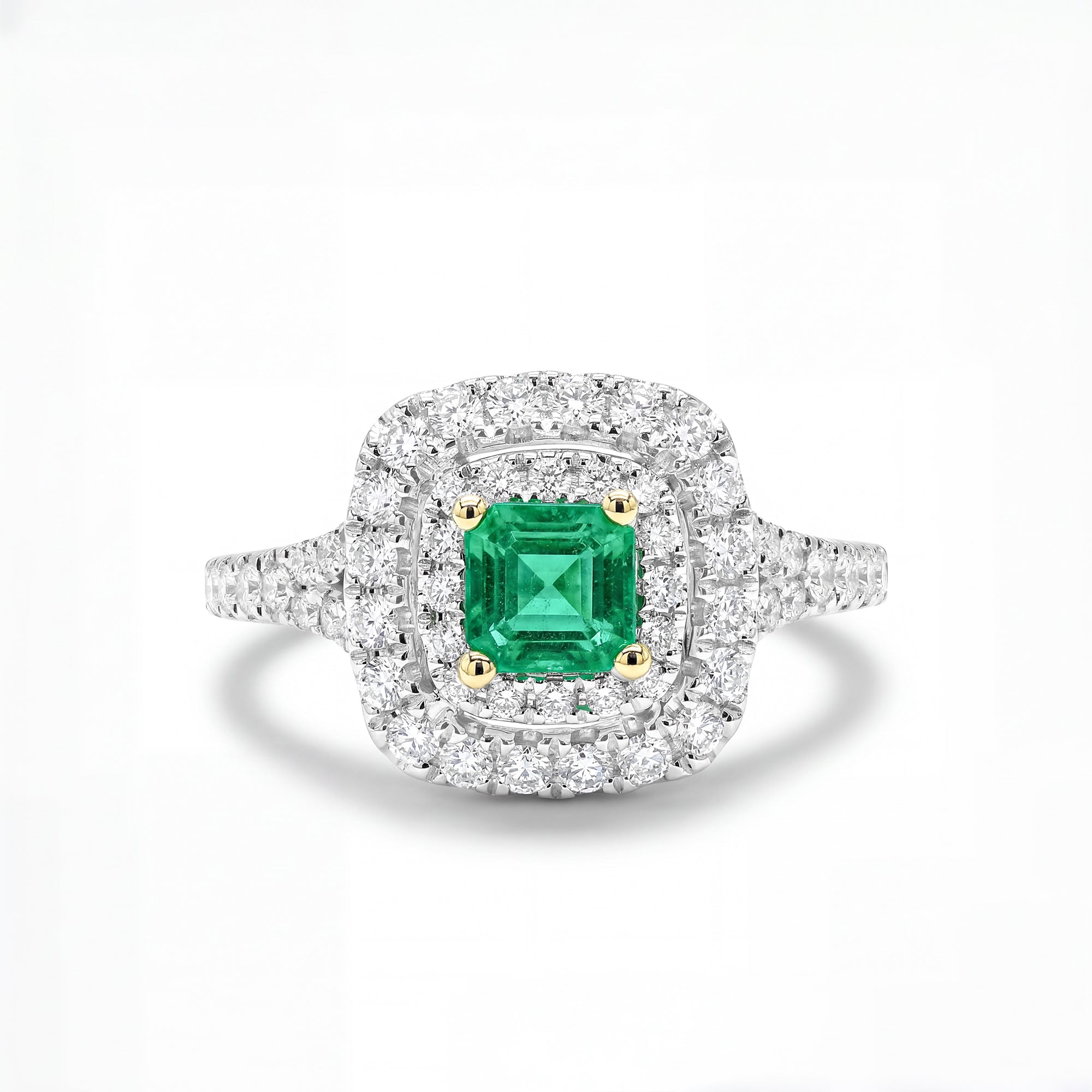 Natural Green Emerald Emerald & White Diamond Ring product image 1