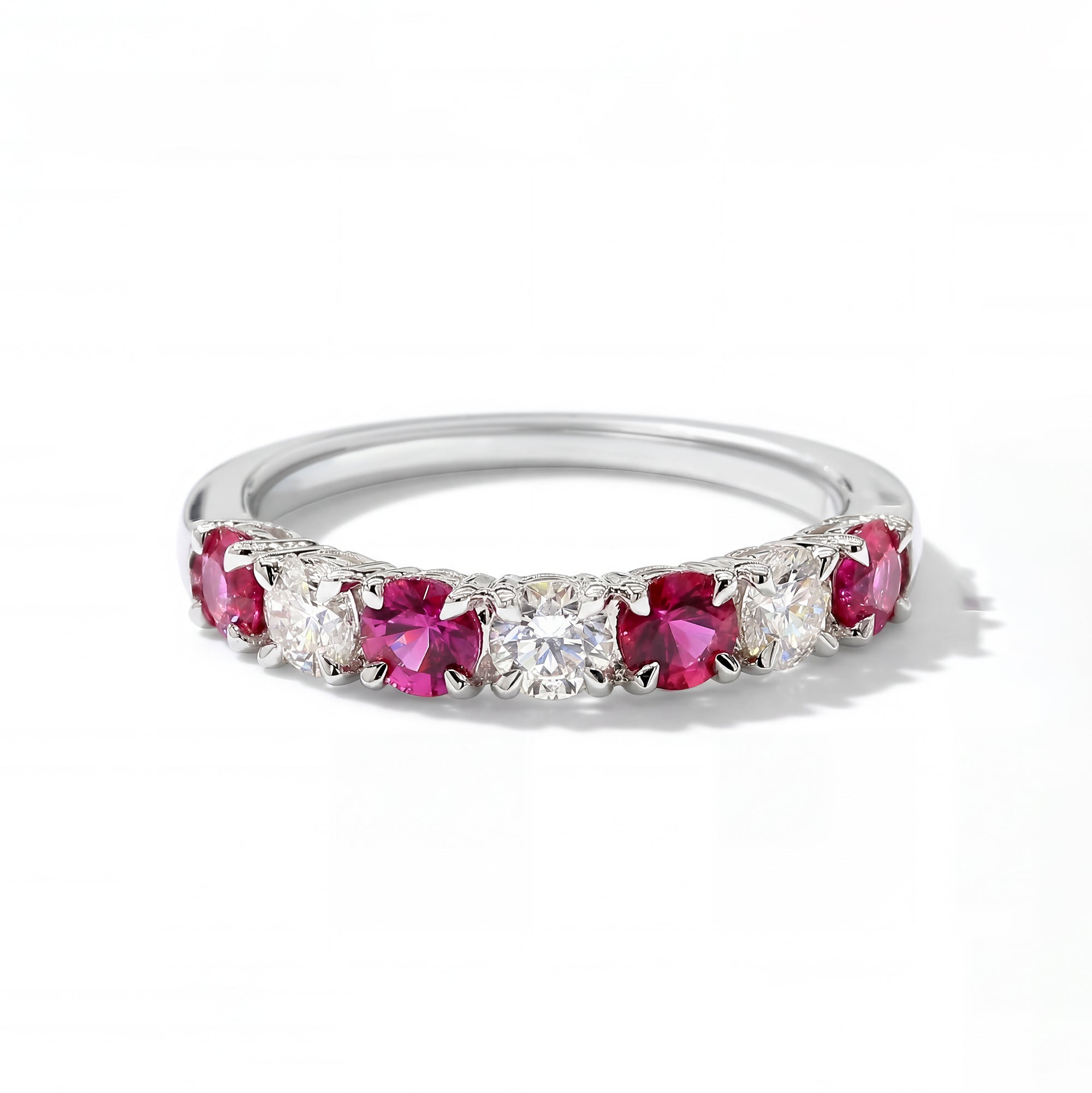 Natural Red Round Ruby & White Diamond Ring product image 1