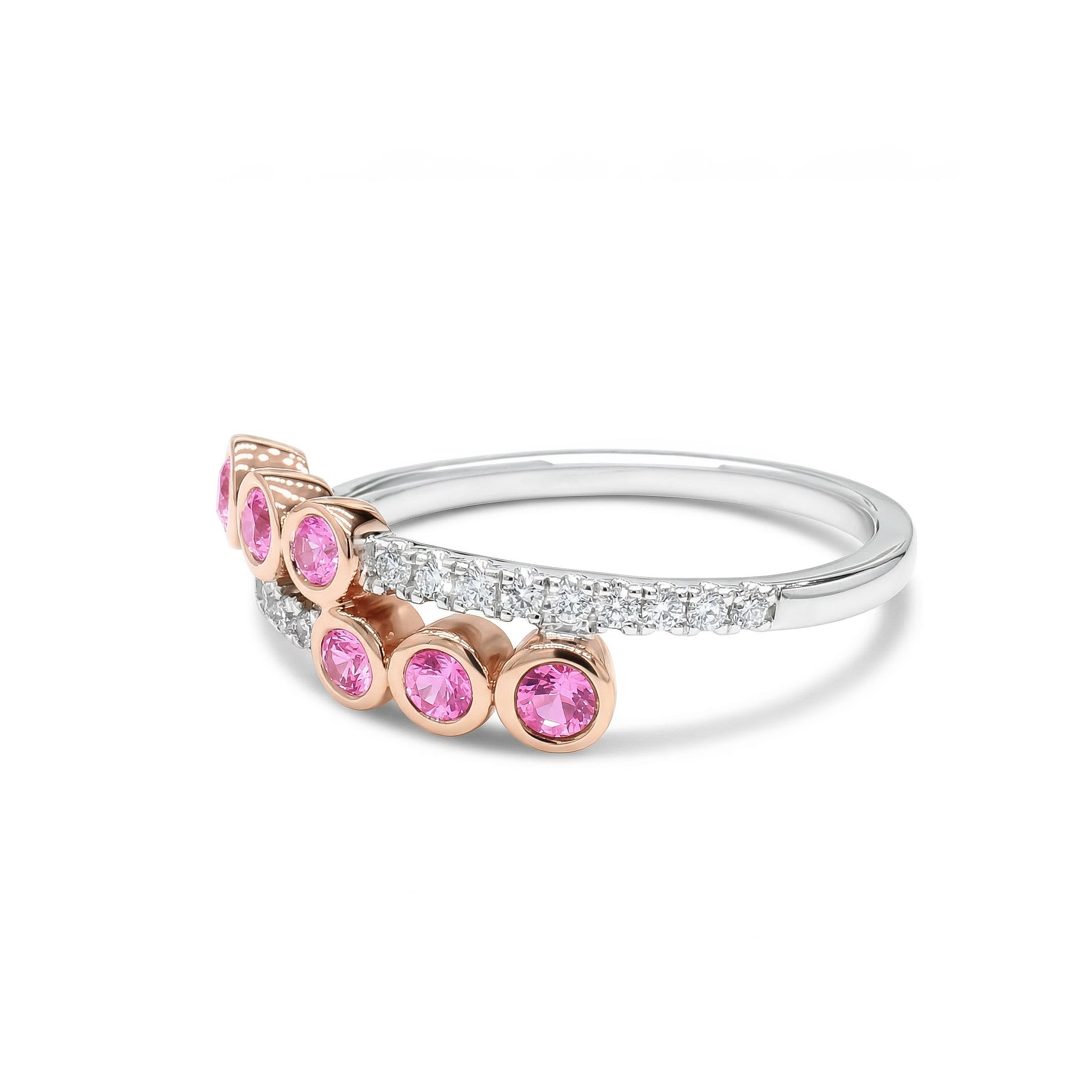 Natural Pink Sapphire & White Diamond Crossover Ring product image 2
