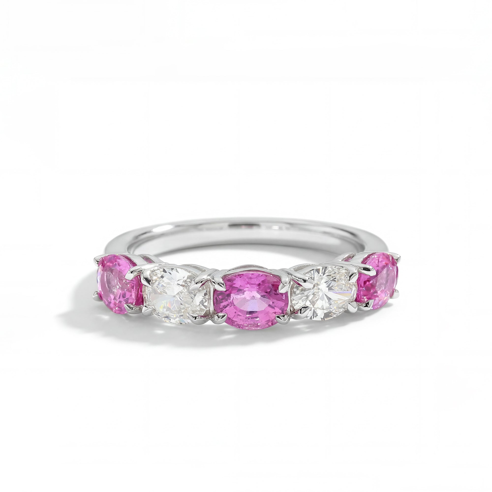 Natural Pink Oval Sapphire & White Diamond Ring product image 1