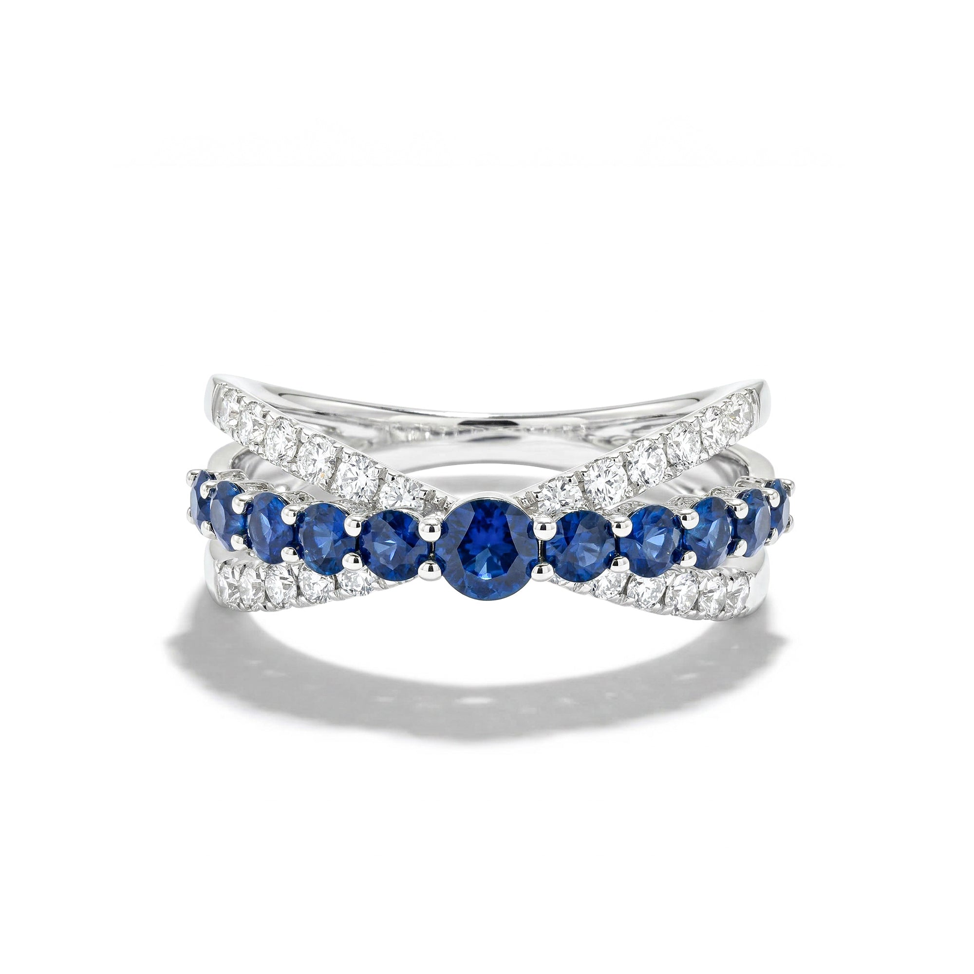 Natural Blue Sapphire & Diamond Crossover Ring product image 1