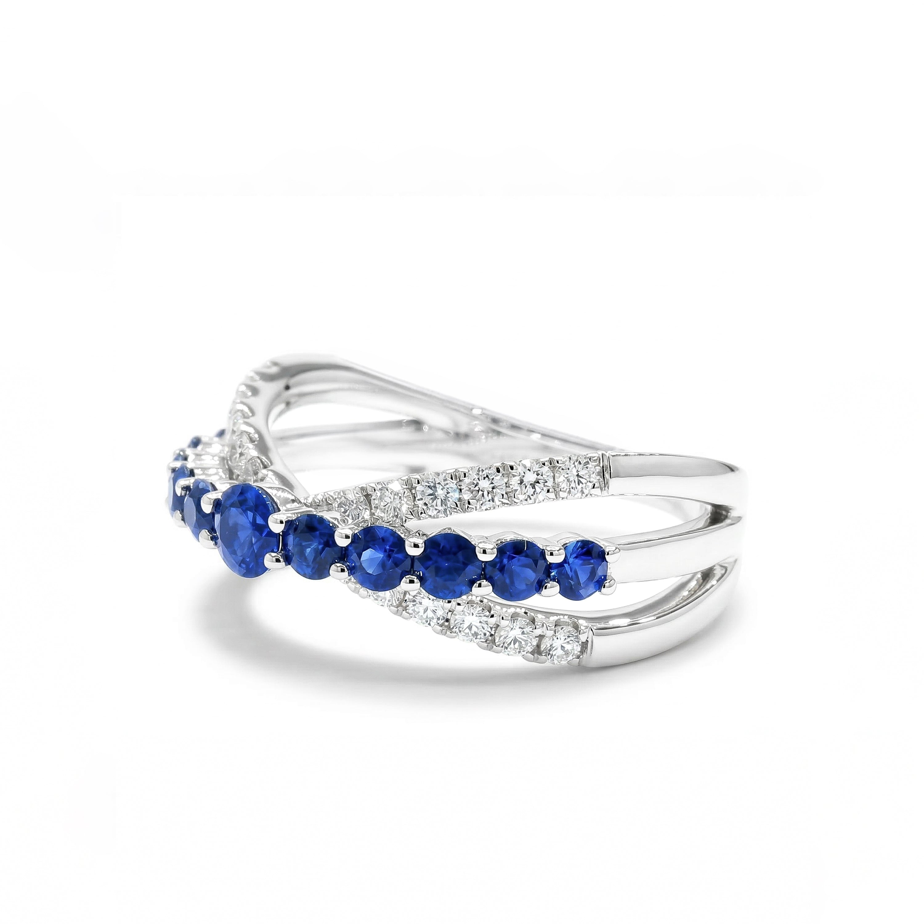 Natural Blue Sapphire & Diamond Crossover Ring product image 2