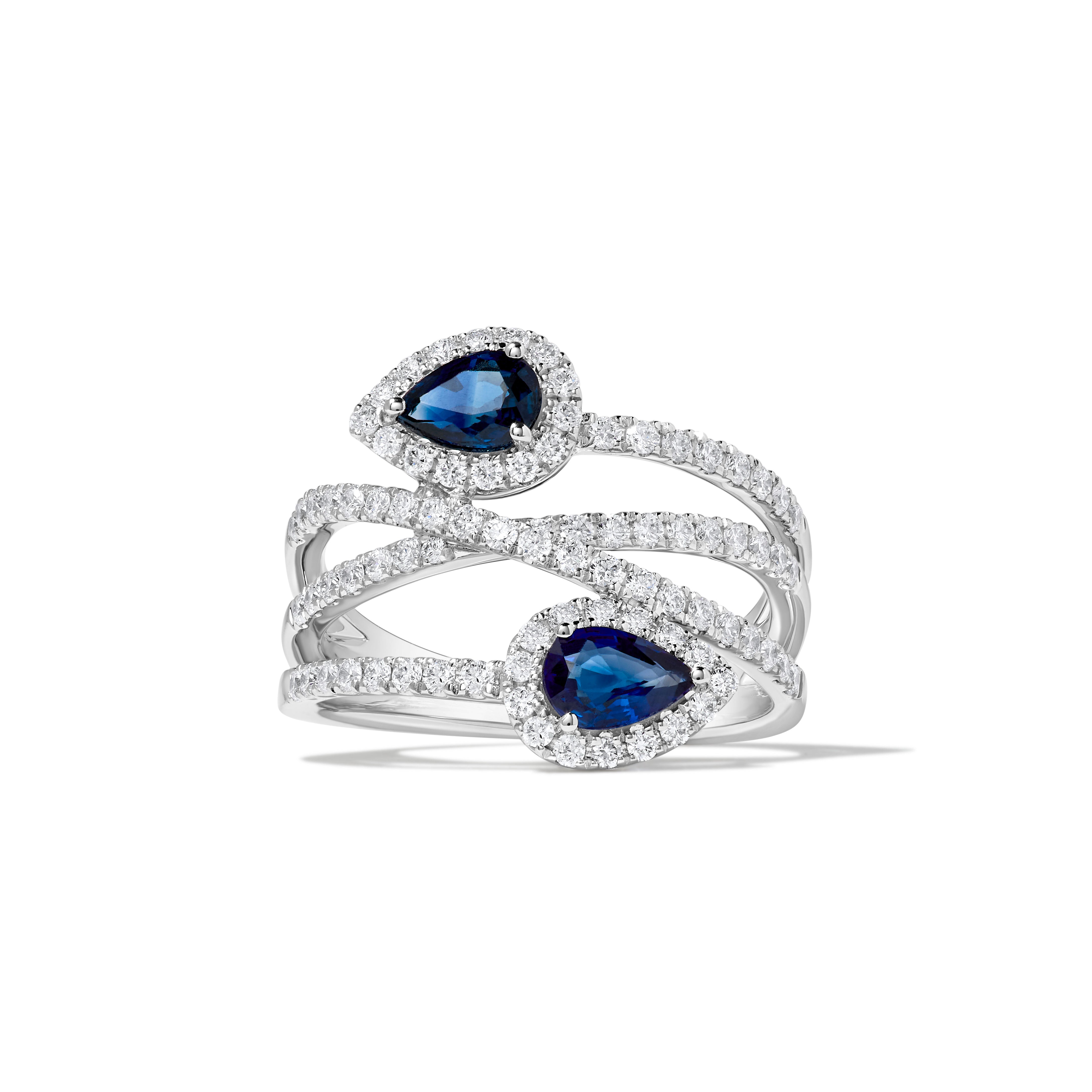 Blue Pear Sapphire and White Diamond Ring SRC065GP