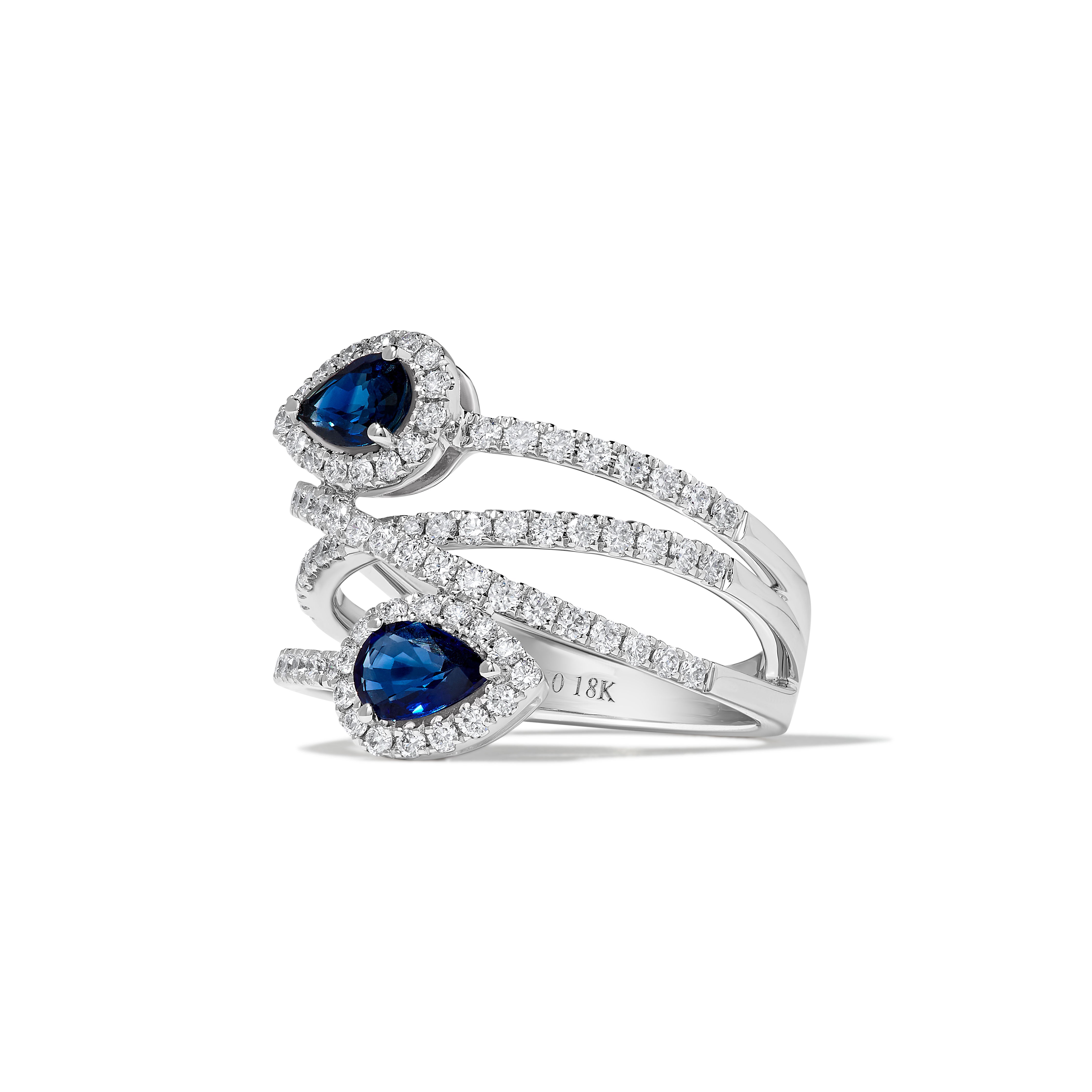 Blue Pear Sapphire and White Diamond Ring SRC065GP