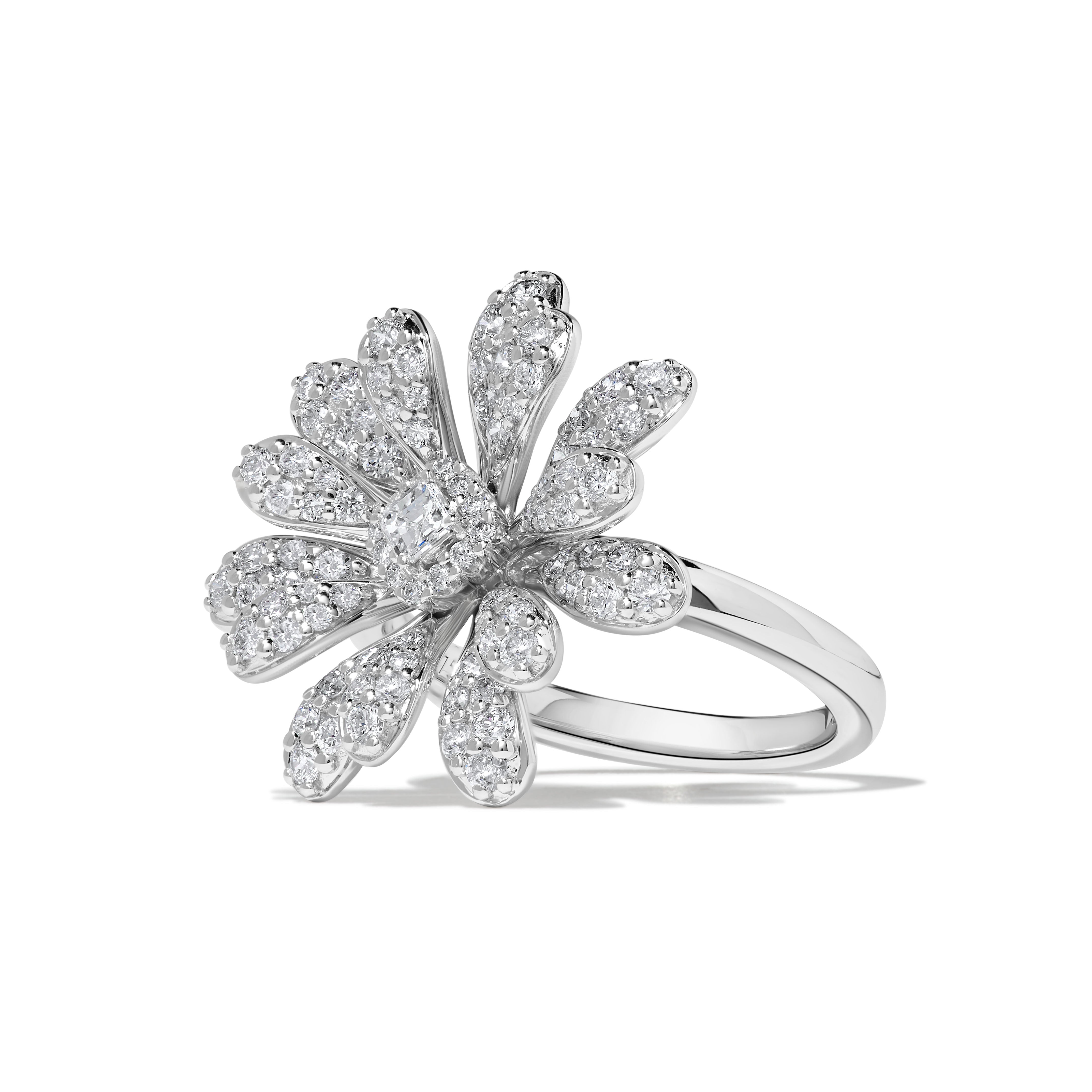 White Asscher Diamond Cocktail Ring SRW016GP