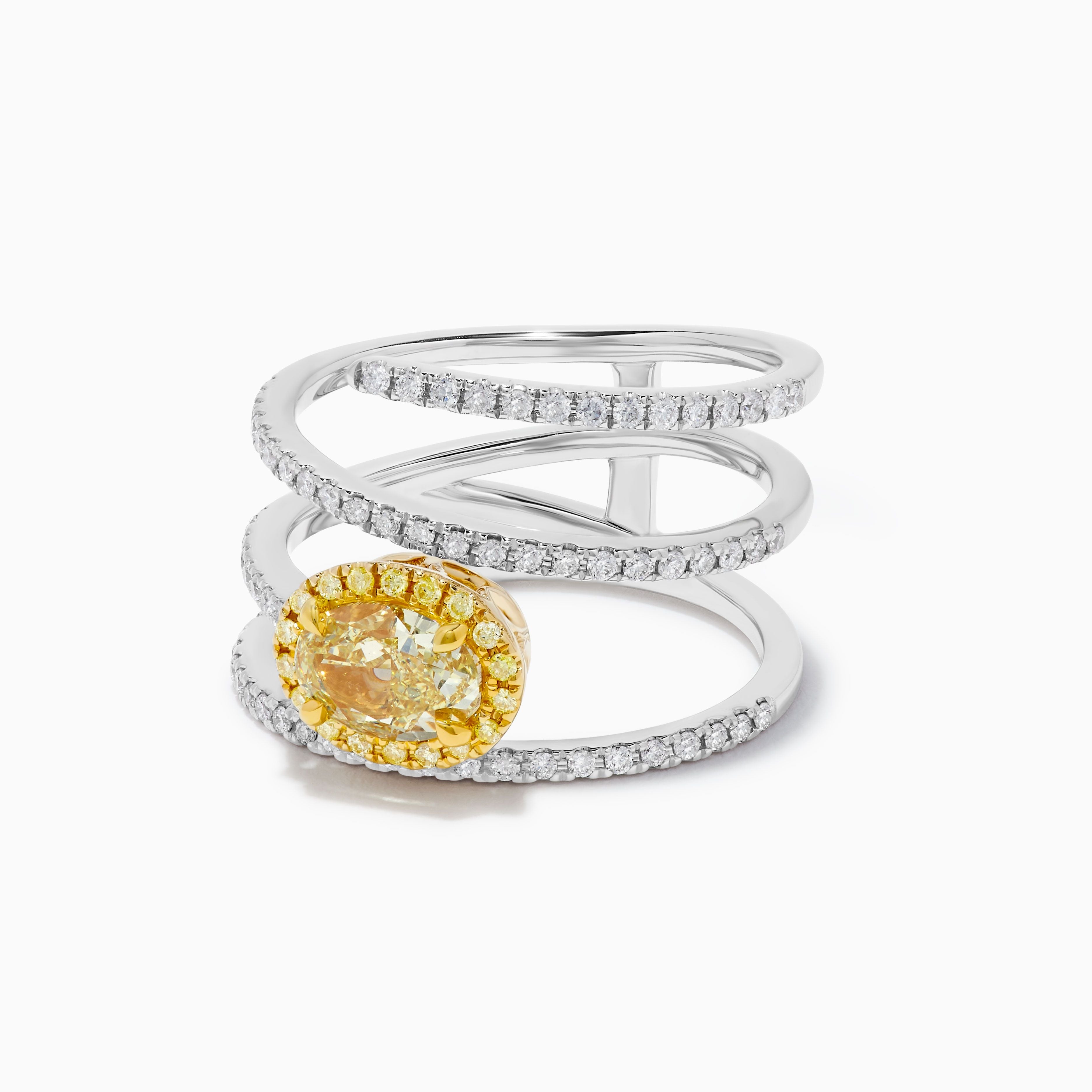 GIA Yellow Oval Cut & White Diamond Ring JR1913GH