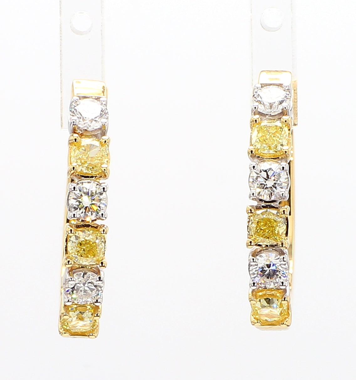 Natural Yellow Cushion Diamond Earrings
