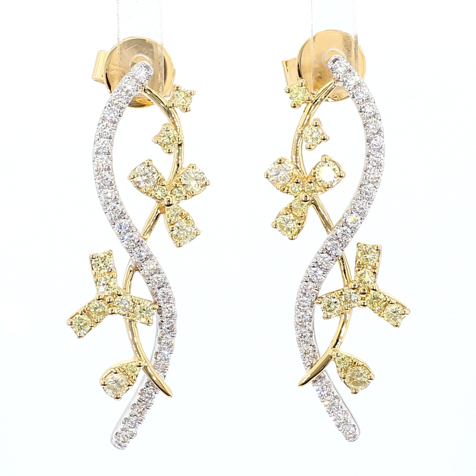 Natural Yellow Round Diamond Earring