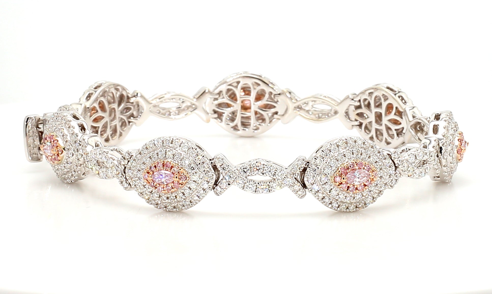 Natural Pink Marquise Diamond Bracelet Gia Certified