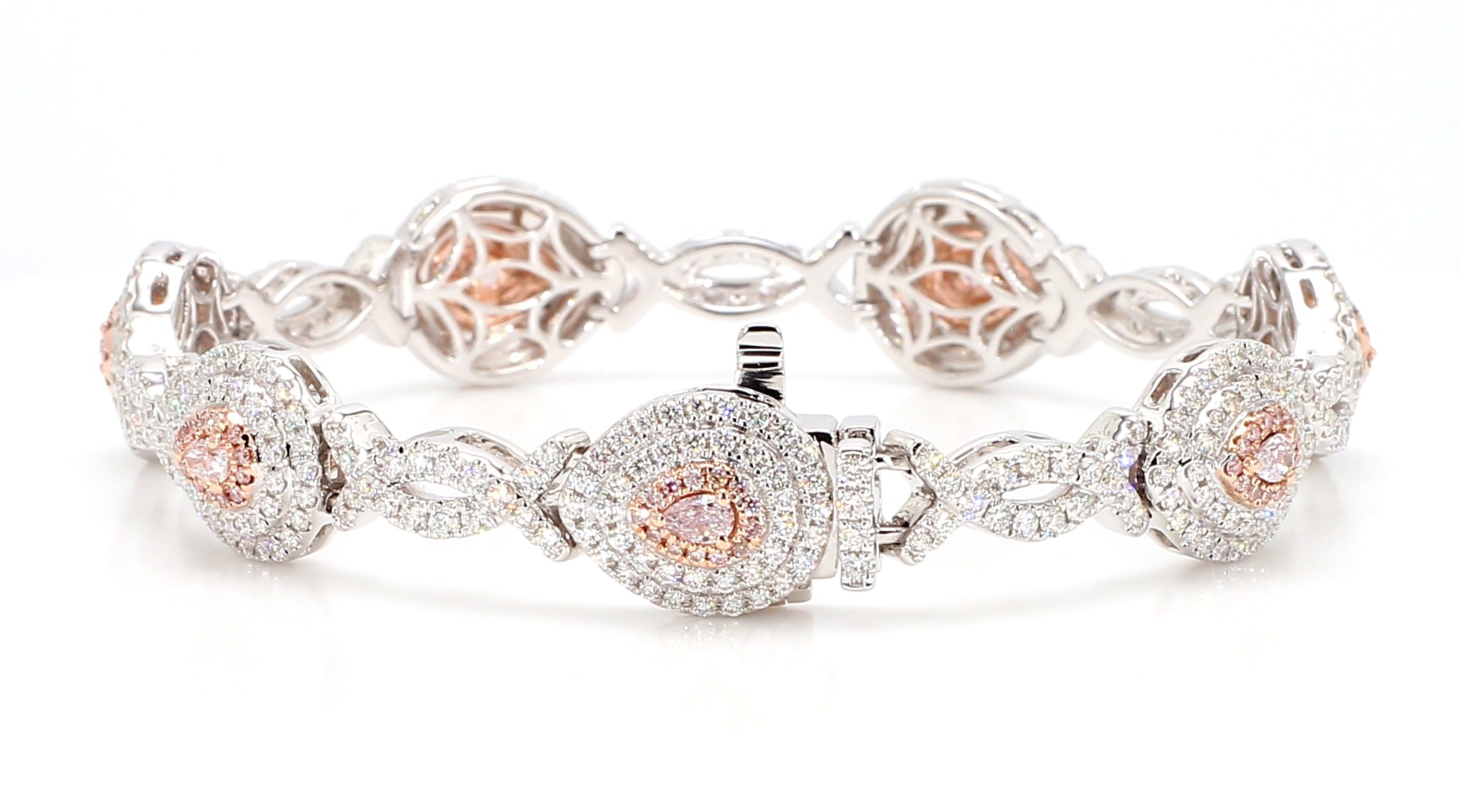 Natural Pink Pear Diamond Bracelet Gia Certified