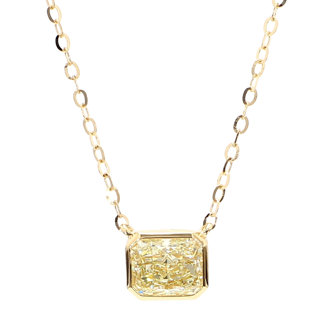 Natural Yellow Radiant Diamond Necklace Gia CERTIFIED
