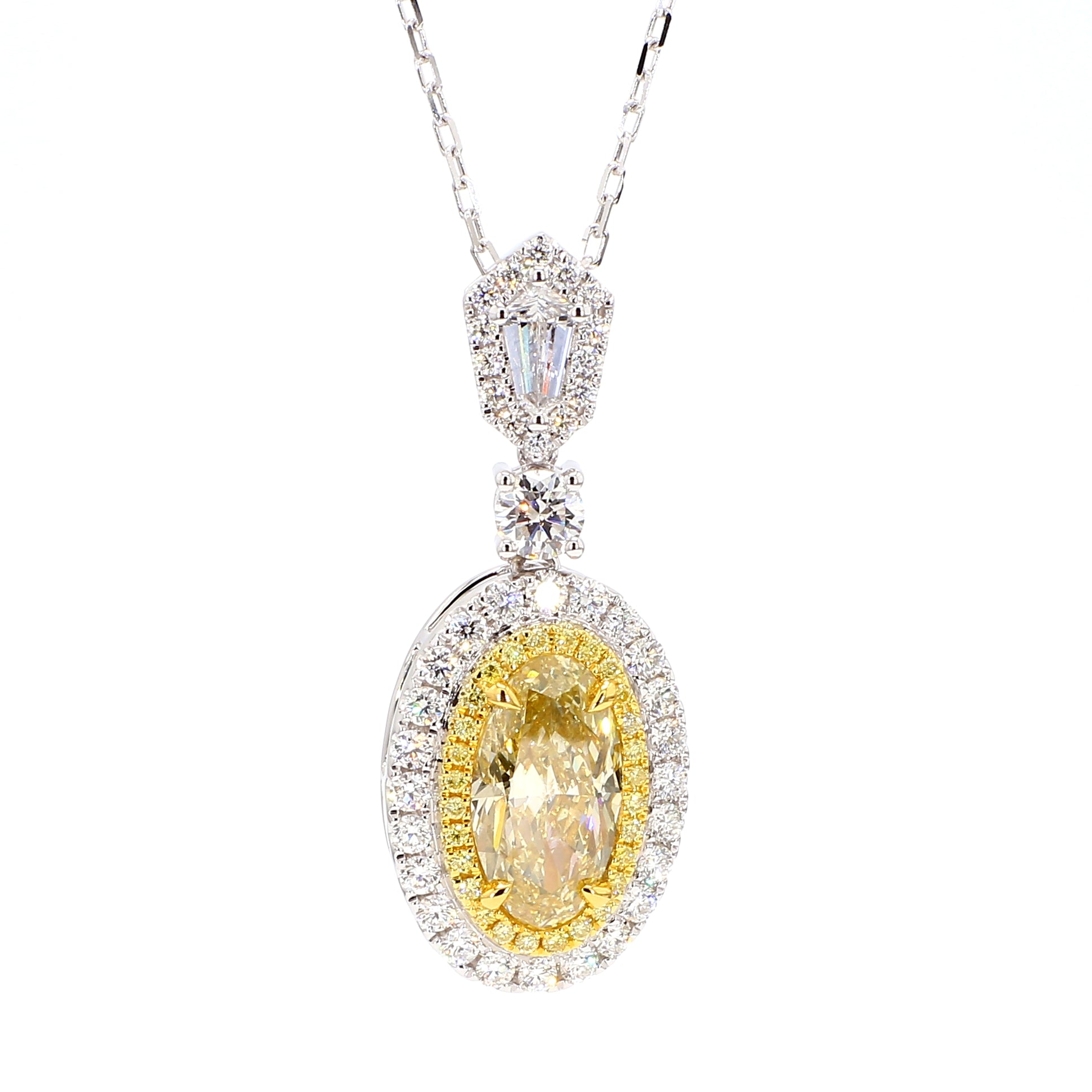 Natural Yellow Oval Diamond Pendant Gia Certified