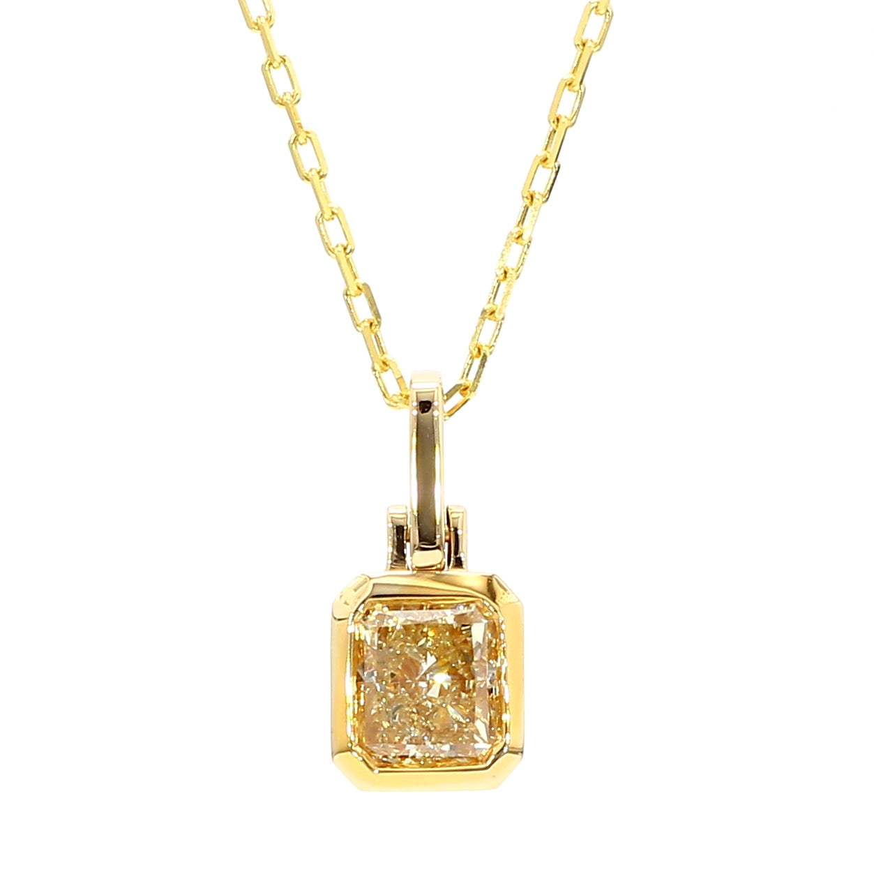 Natural Yellow Radiant Diamond Pendant Gia Certified