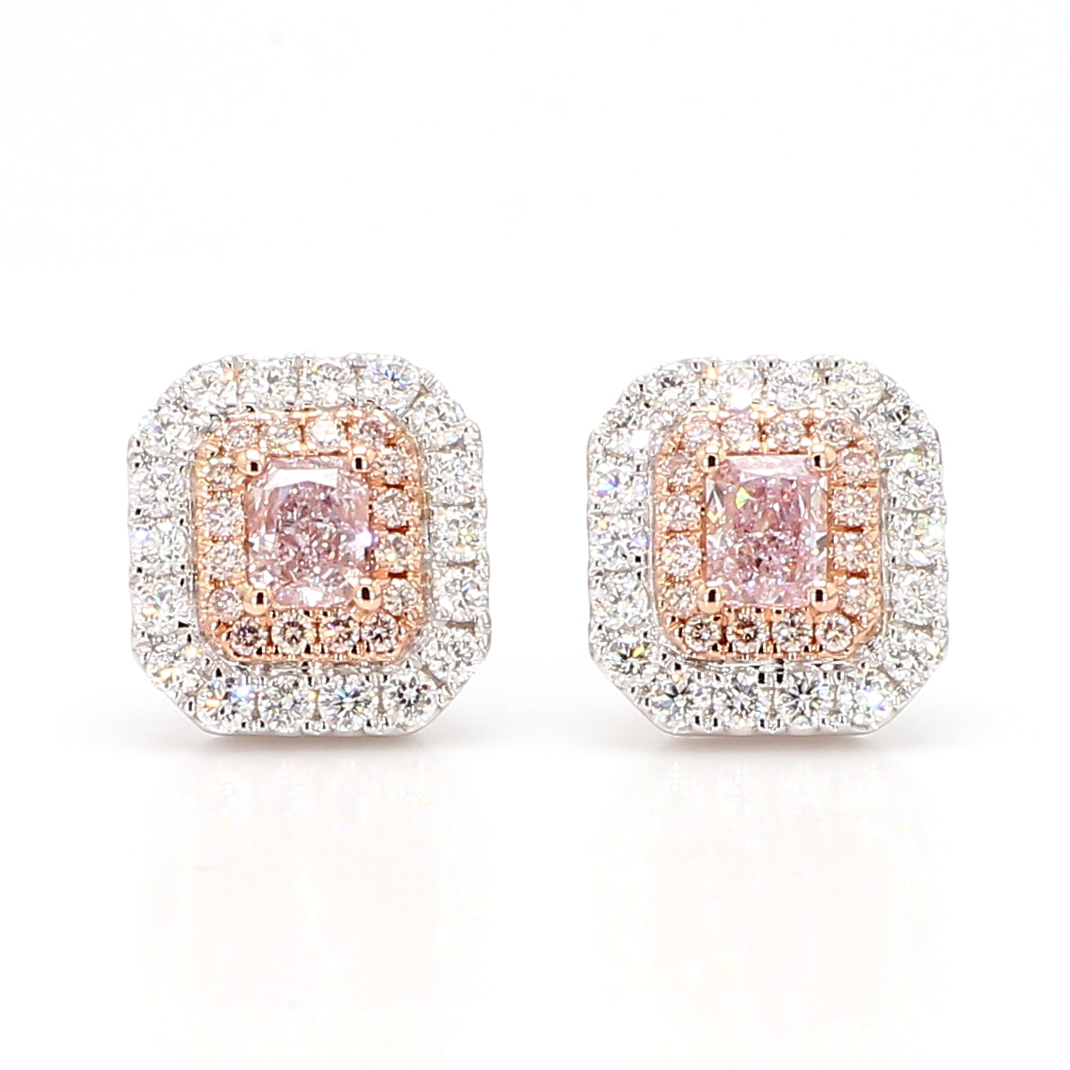 Natural Pink Radiant Diamond Earring | GIA Certified