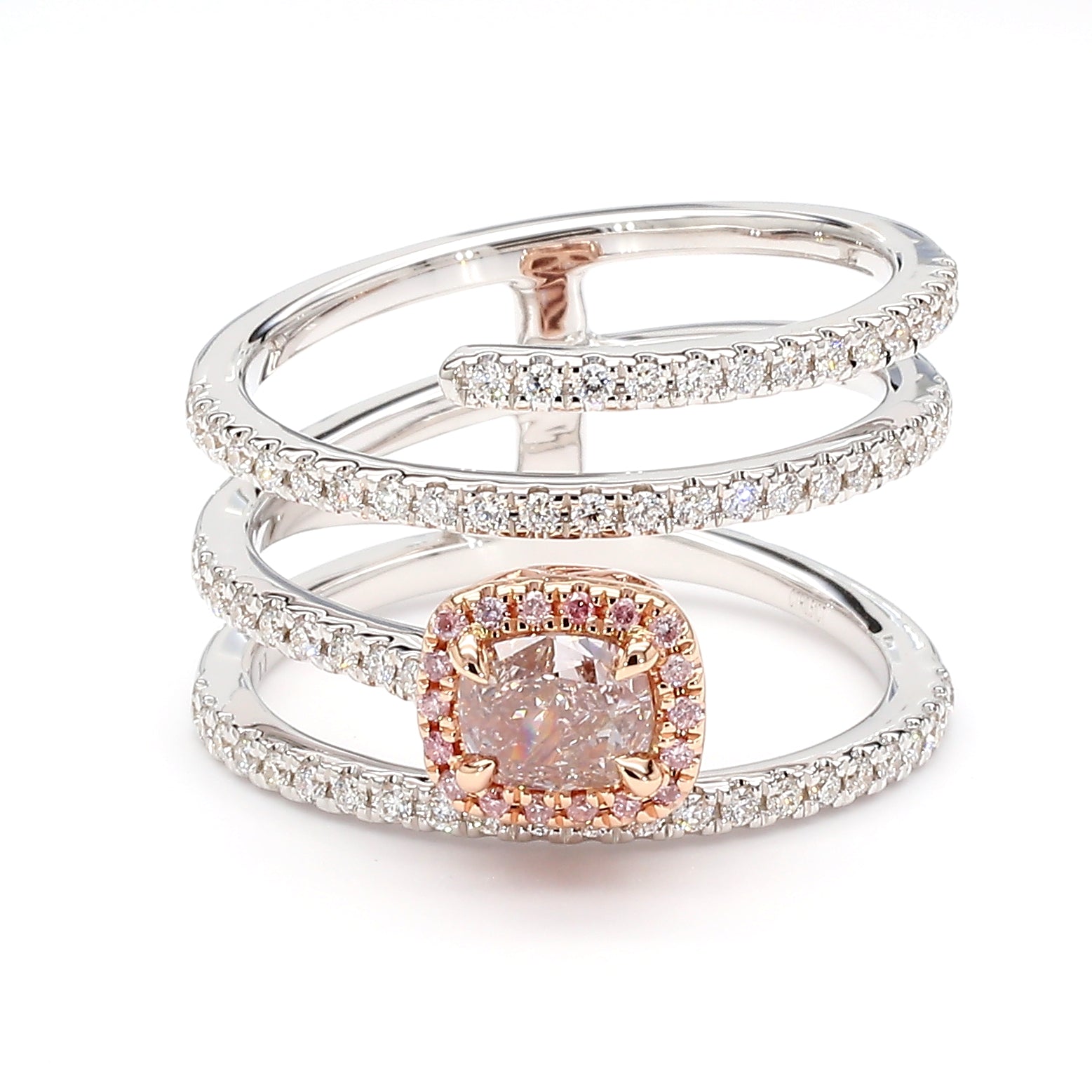 Natural Pink Cushion Diamond Ring Gia Certified