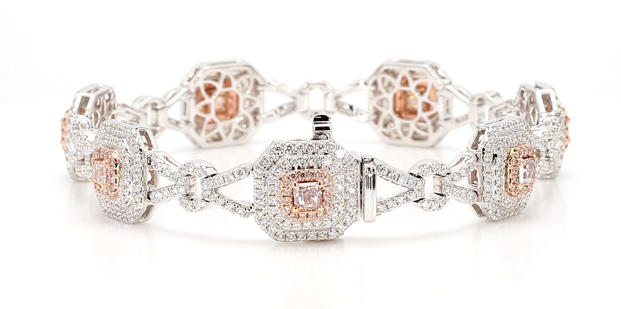 Natural Pink Radiant Diamond Bracelet Gia Certified