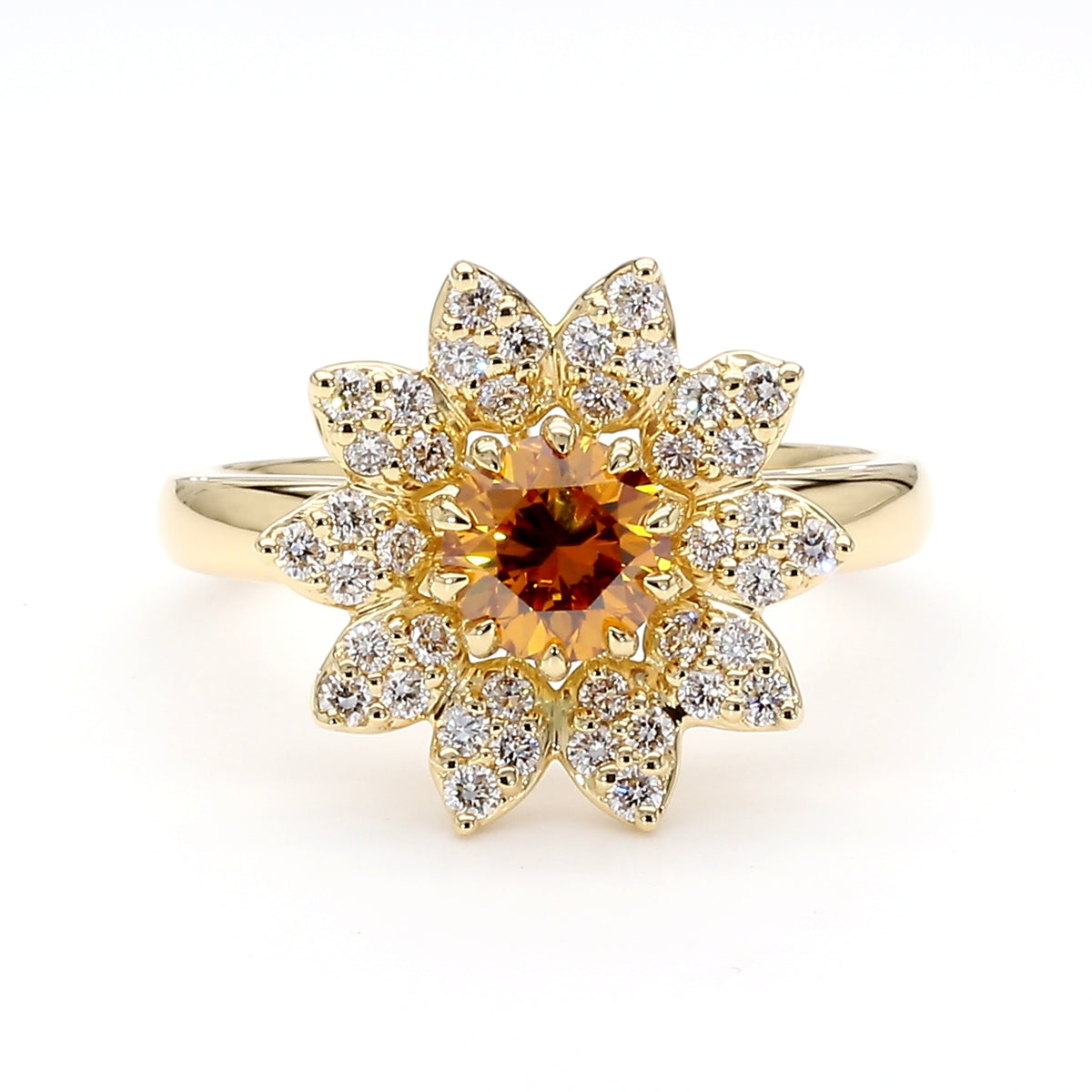 Natural Orange Round Diamond Ring | GIA Certified