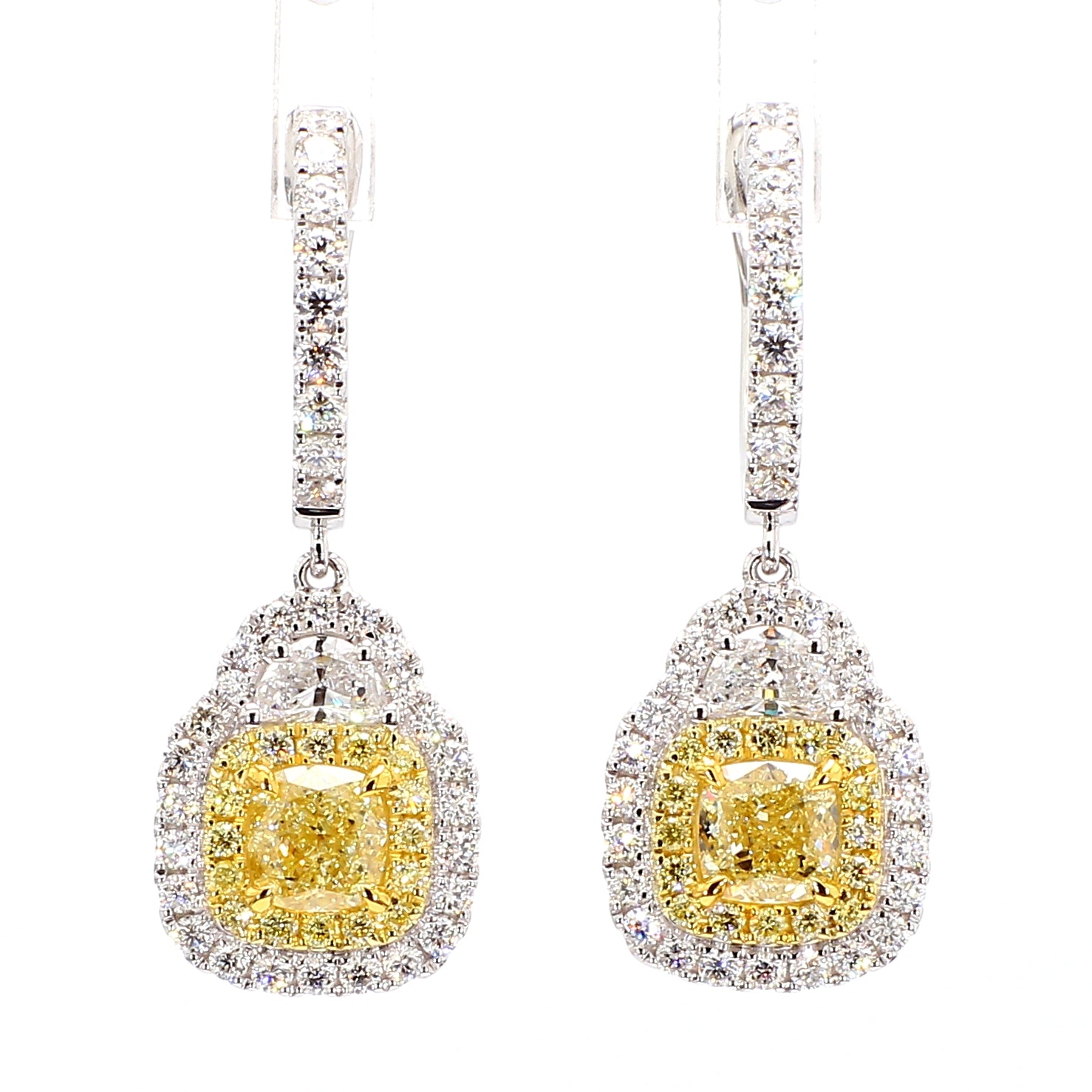 Natural Yellow Cushion Diamond Earring GIA Certified product image 1