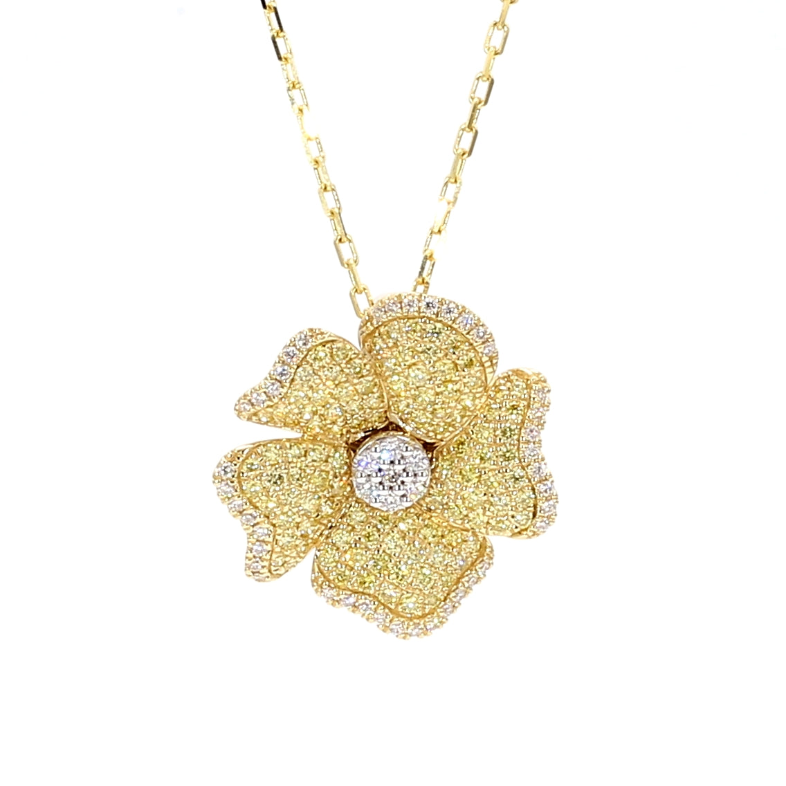 Natural Yellow Round Diamond Pendant