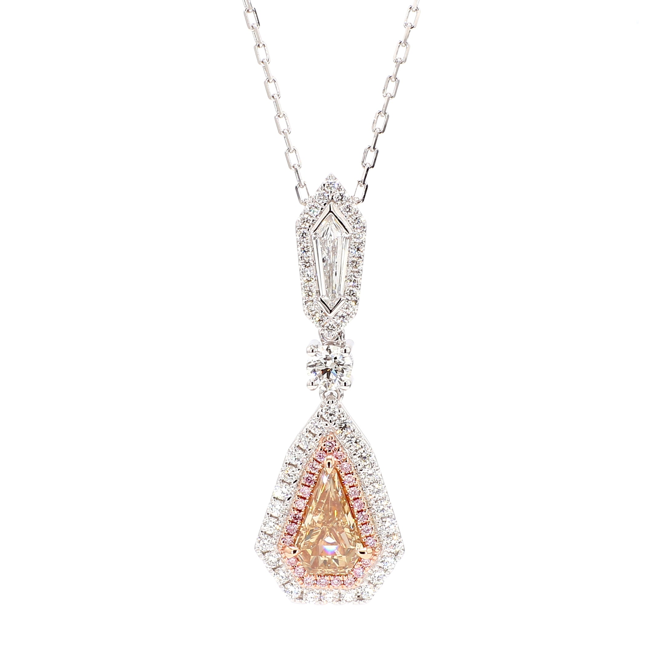 Natural Yellow Shield Diamond Necklace Gia CERTIFIED