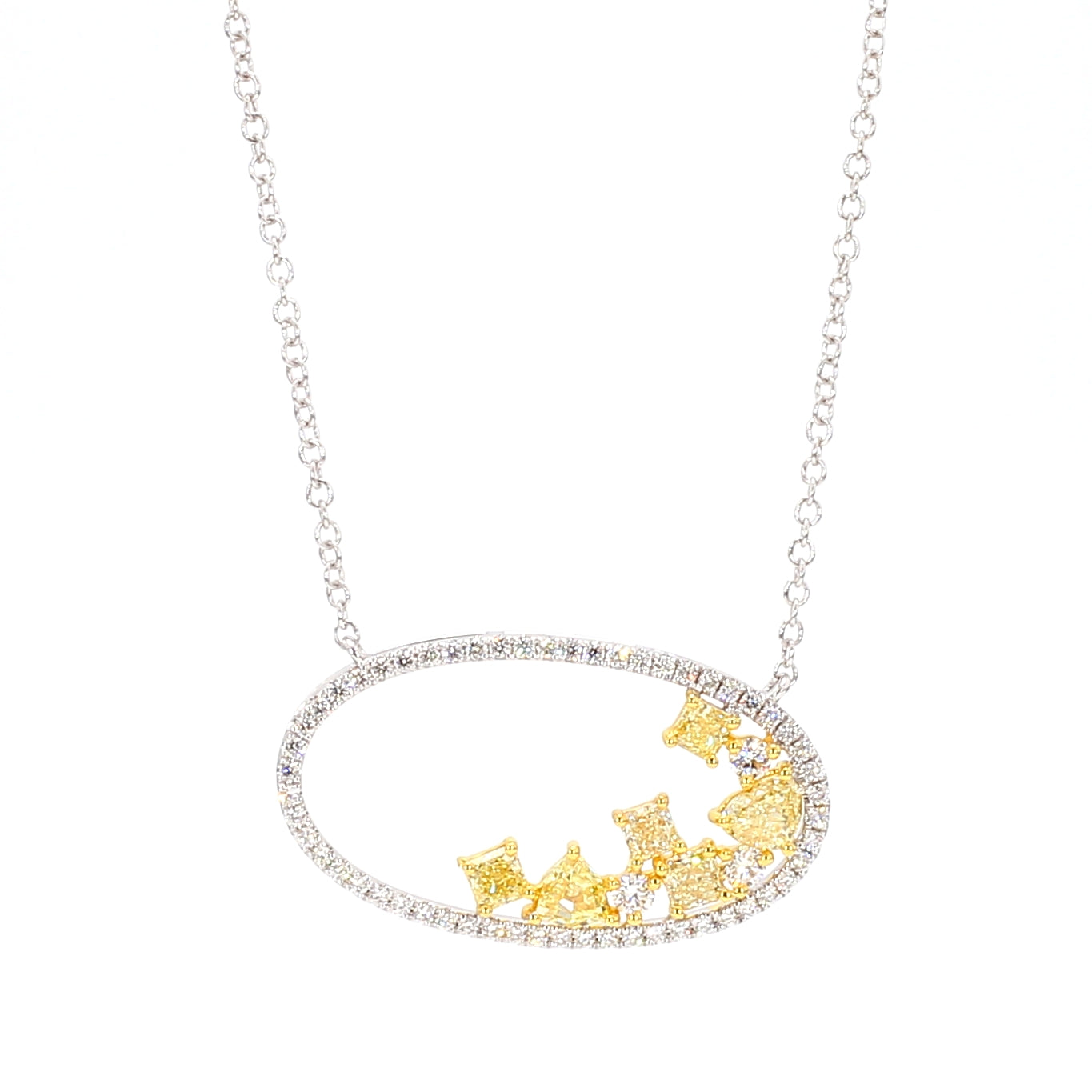 Natural Yellow Radiant Diamond Necklace