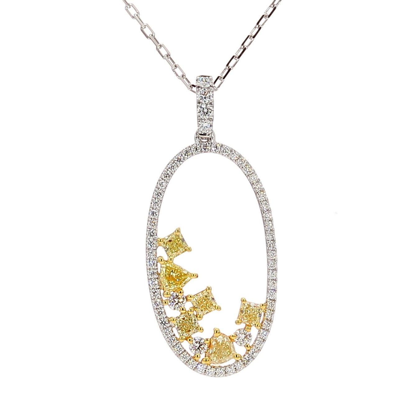 Natural Yellow Radiant Diamond Pendant
