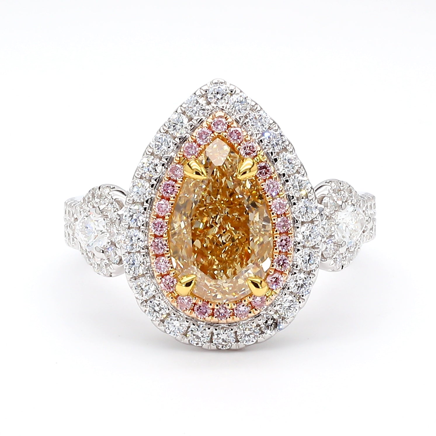 Natural Yellow Pear Diamond Ring Gia Certified
