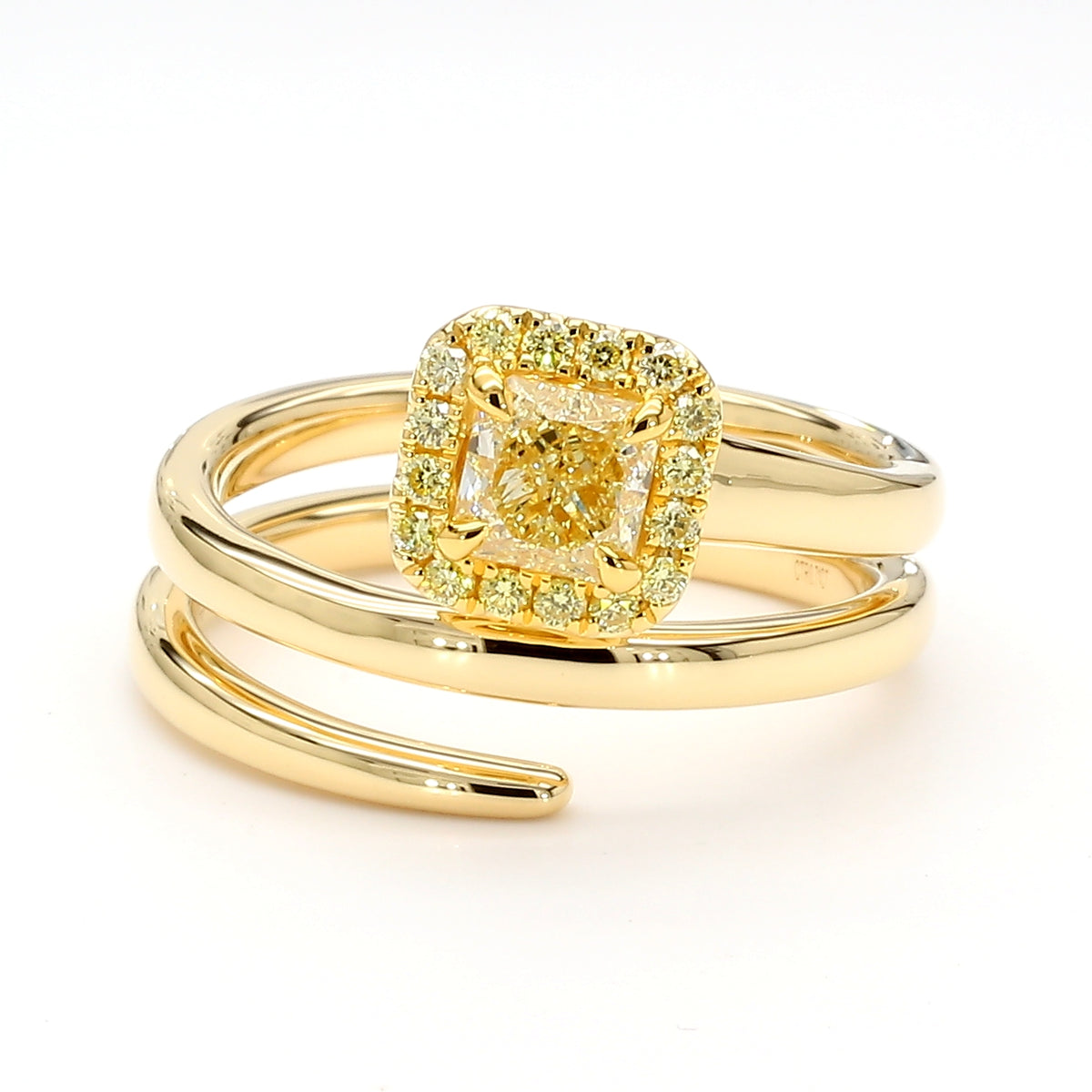 Natural Yellow Radiant Diamond Ring | GIA Certified