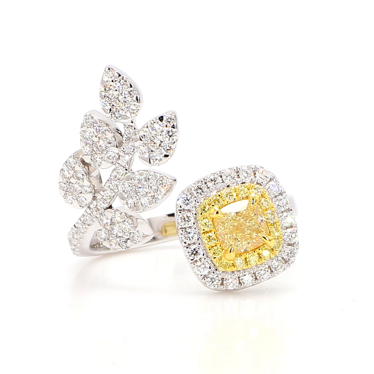 Natural Yellow Cushion Diamond Ring | GIA Certified