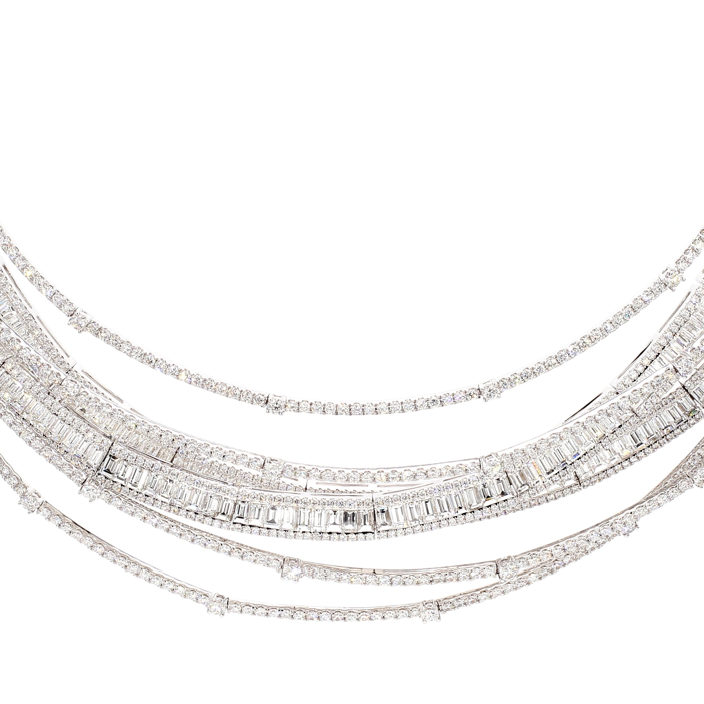 Natural White Baguette Diamond Necklace product image 1