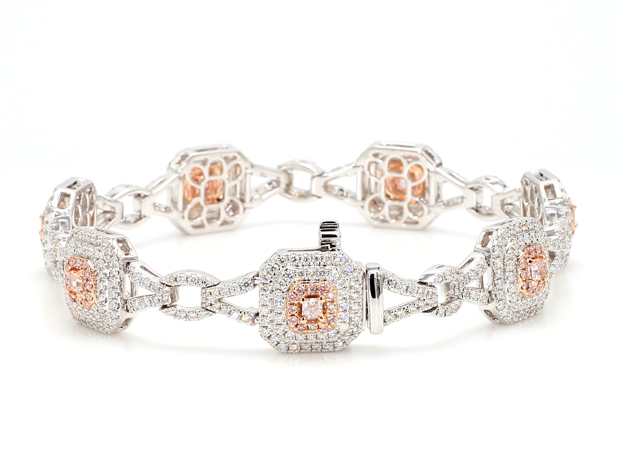 Natural Pink Cushion Diamond Bracelet Gia Certified