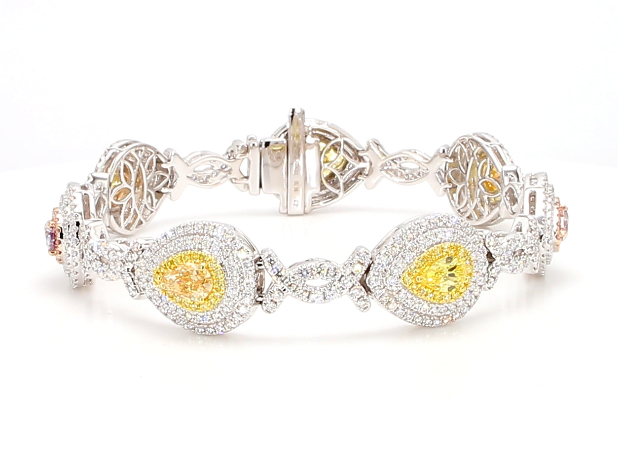 Natural Orange Pear Diamond Bracelet Gia Certified