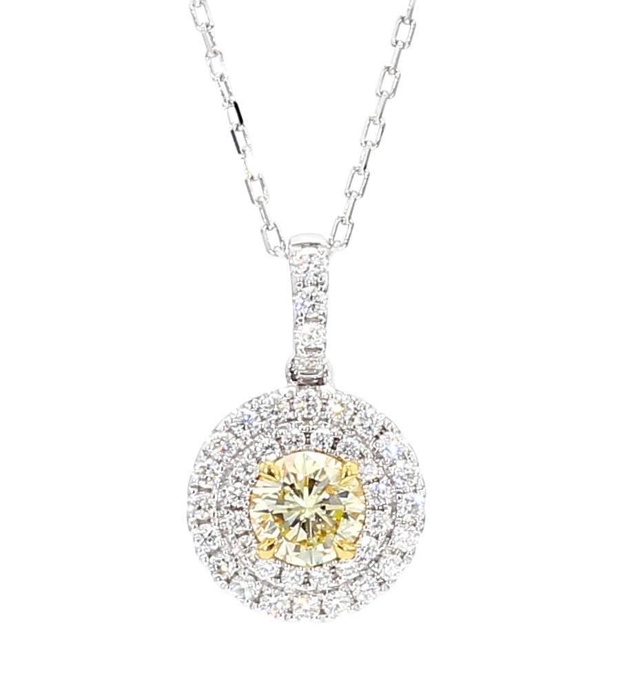 Natural Yellow Round Diamond Pendant Gia Certified
