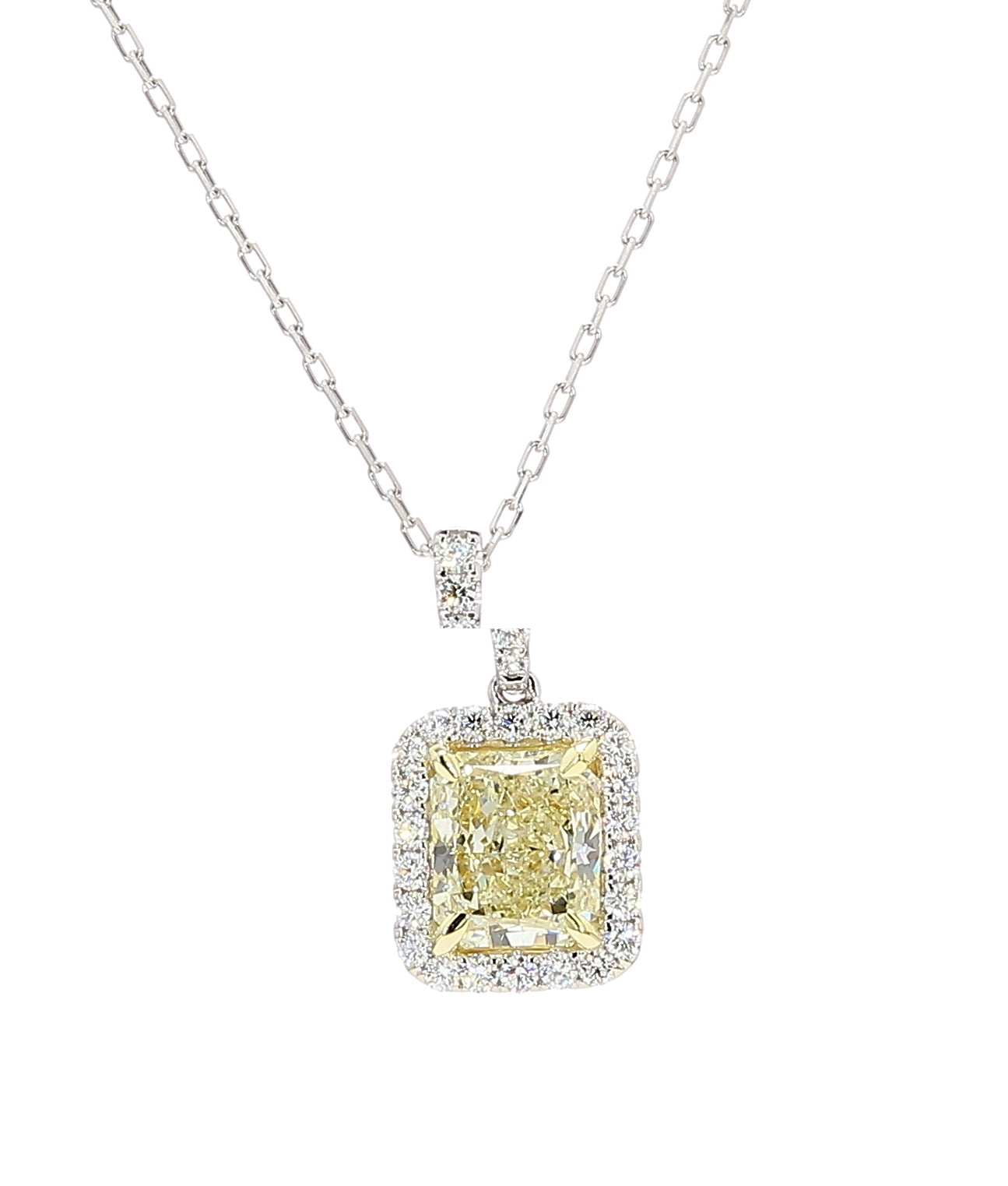 Natural Yellow Radiant Diamond Pendant Gia Certified
