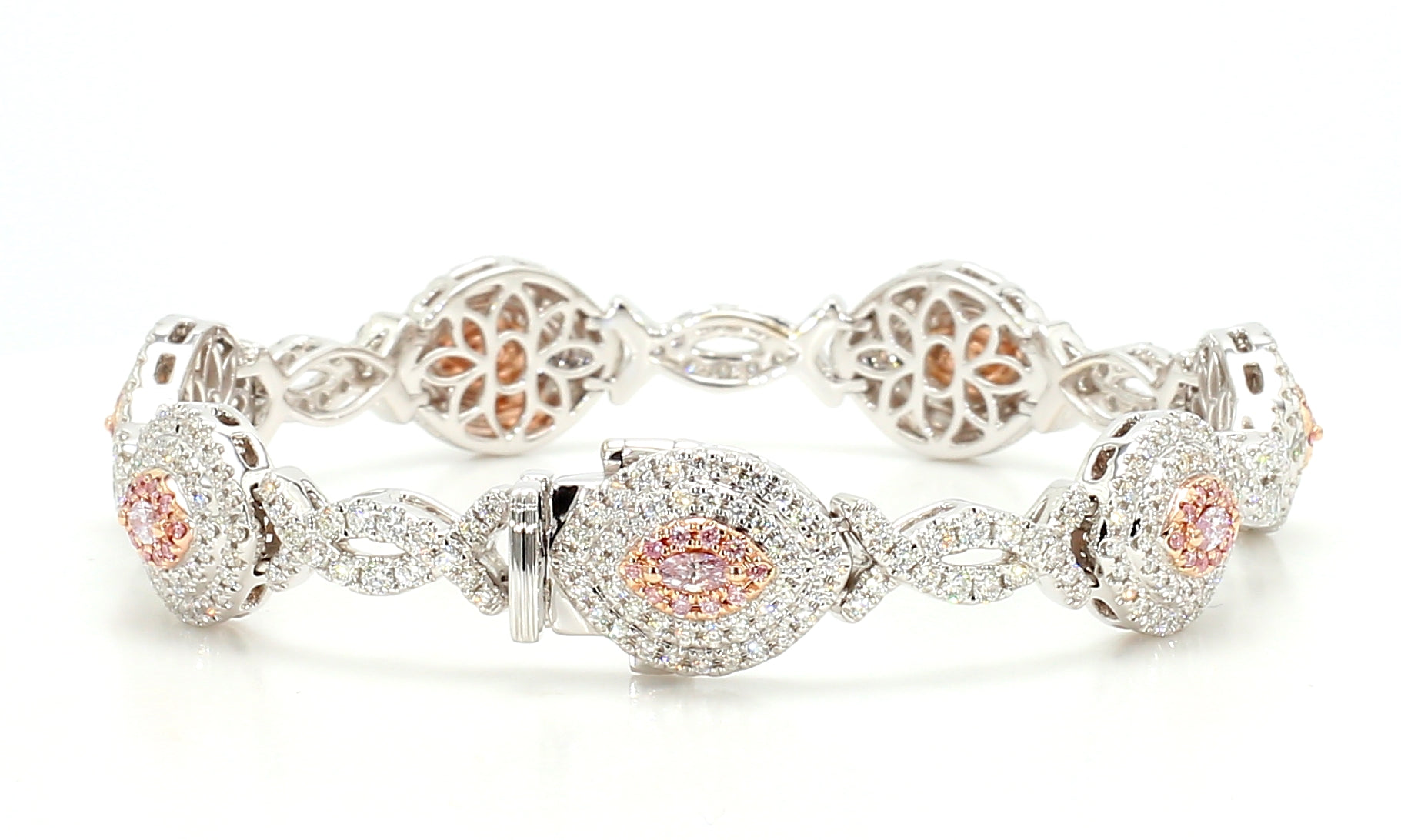 Natural Pink Marquise Diamond Bracelet Gia Certified