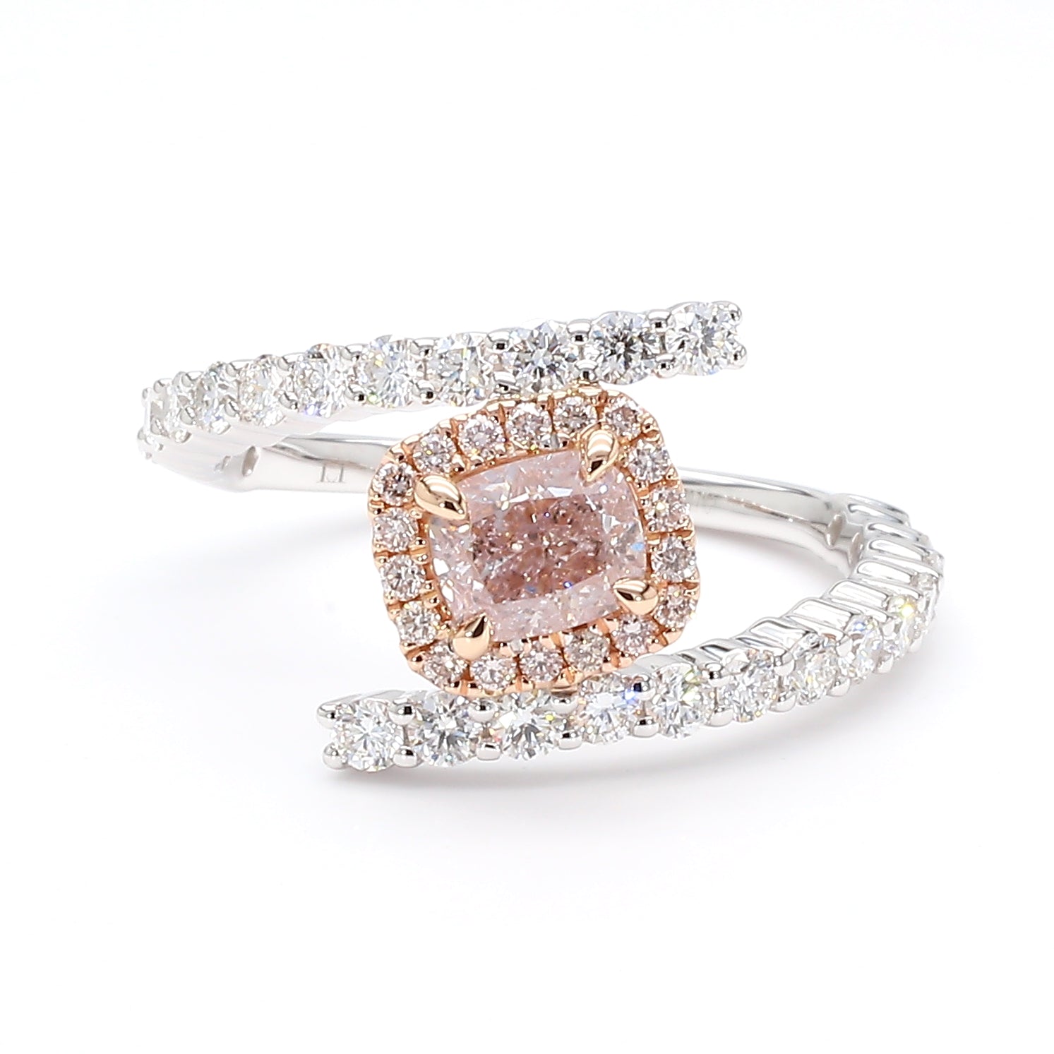 Natural Pink Cushion Diamond Ring Gia Certified