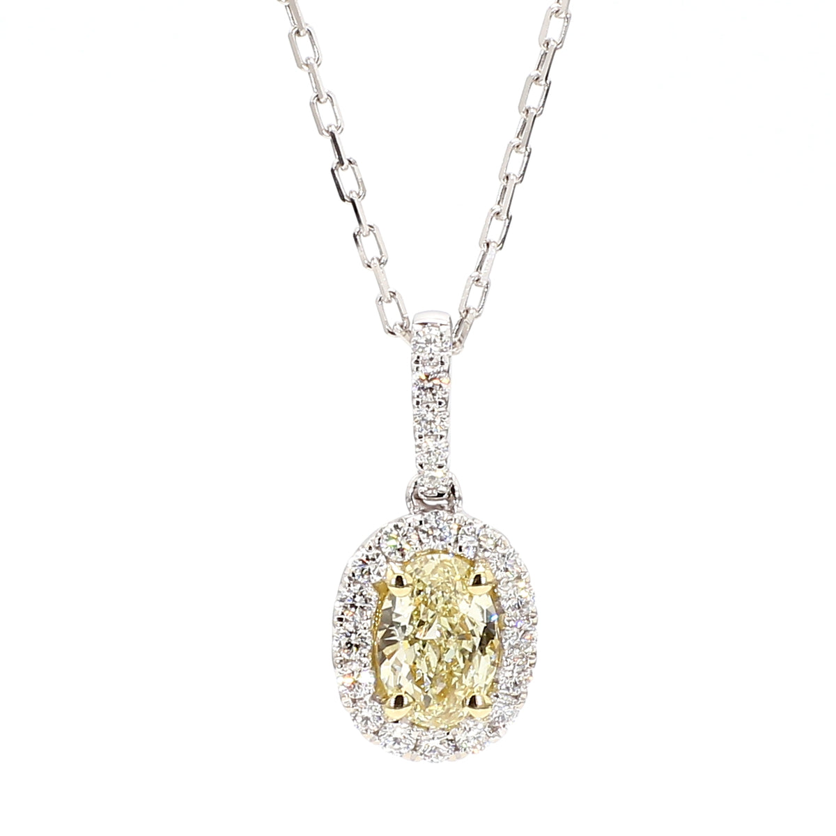 Natural Yellow Oval Diamond Pendant | GIA Certified